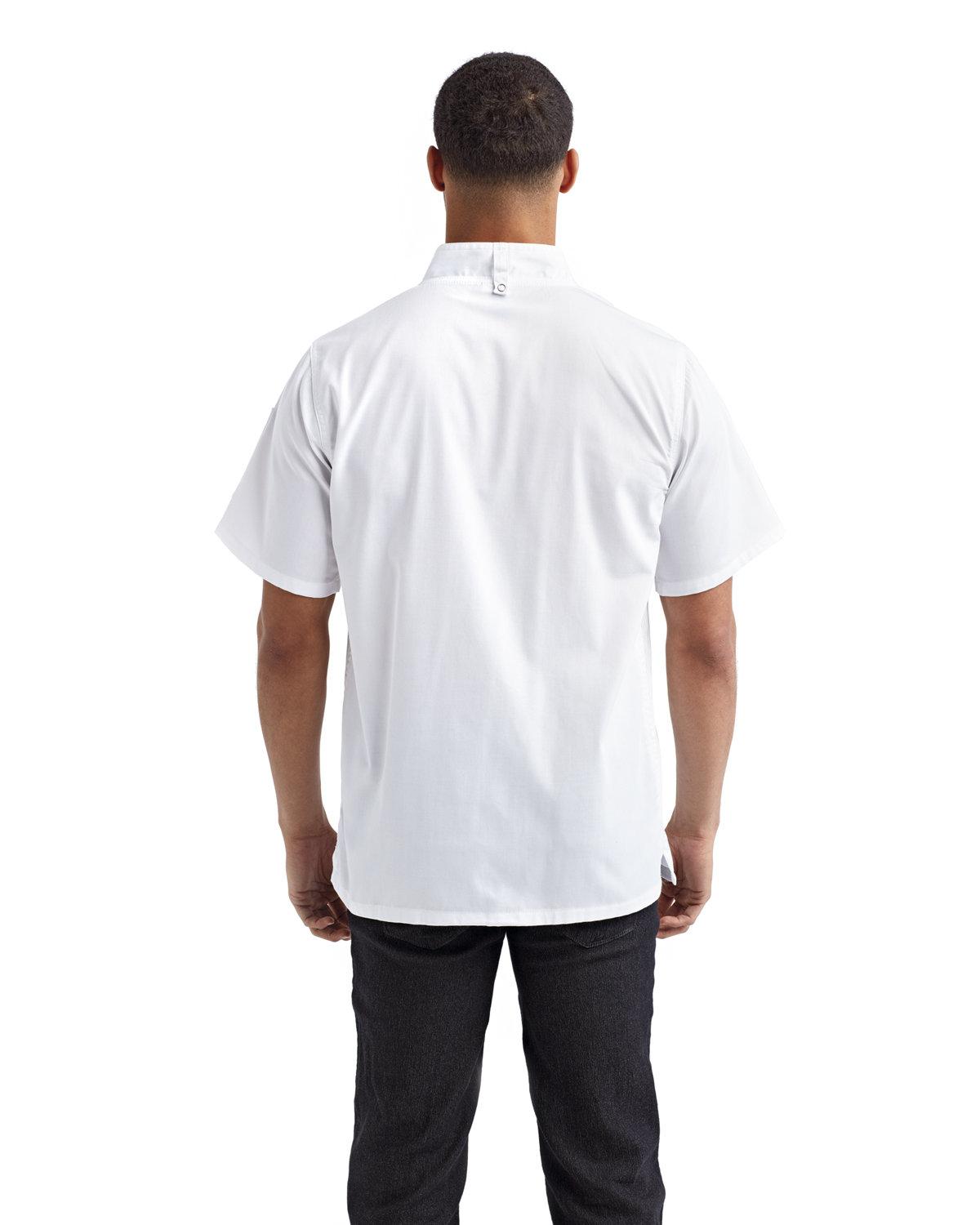 RP906 Artisan Collection by Reprime Unisex Zip-Close Short Sleeve Chefs Coat - Back Image