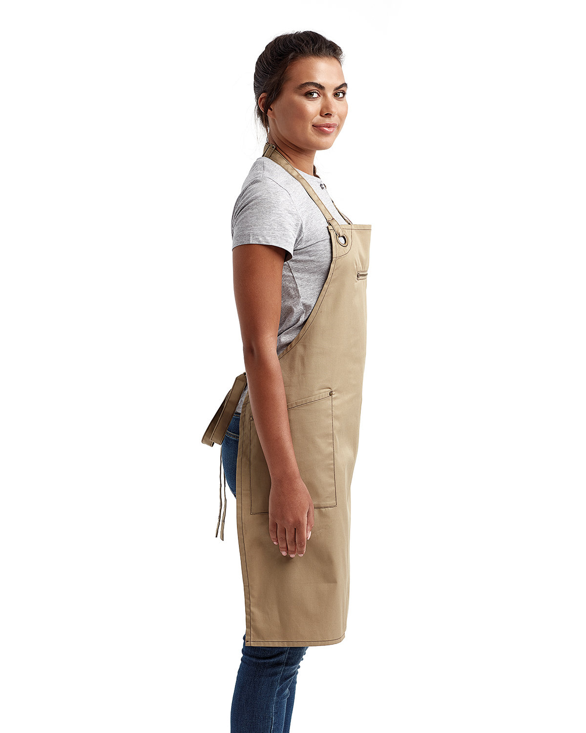 RP121 Artisan Collection by Reprime Unisex ‘Barley’ Contrast Stitch Sustainable Bib Apron - Siide Image