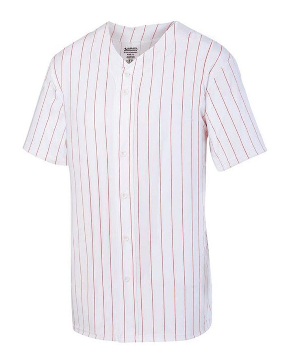 1685 Augusta Drop Ship Unisex Pin Stripe Full Button Baseball Jersey - Siide Image