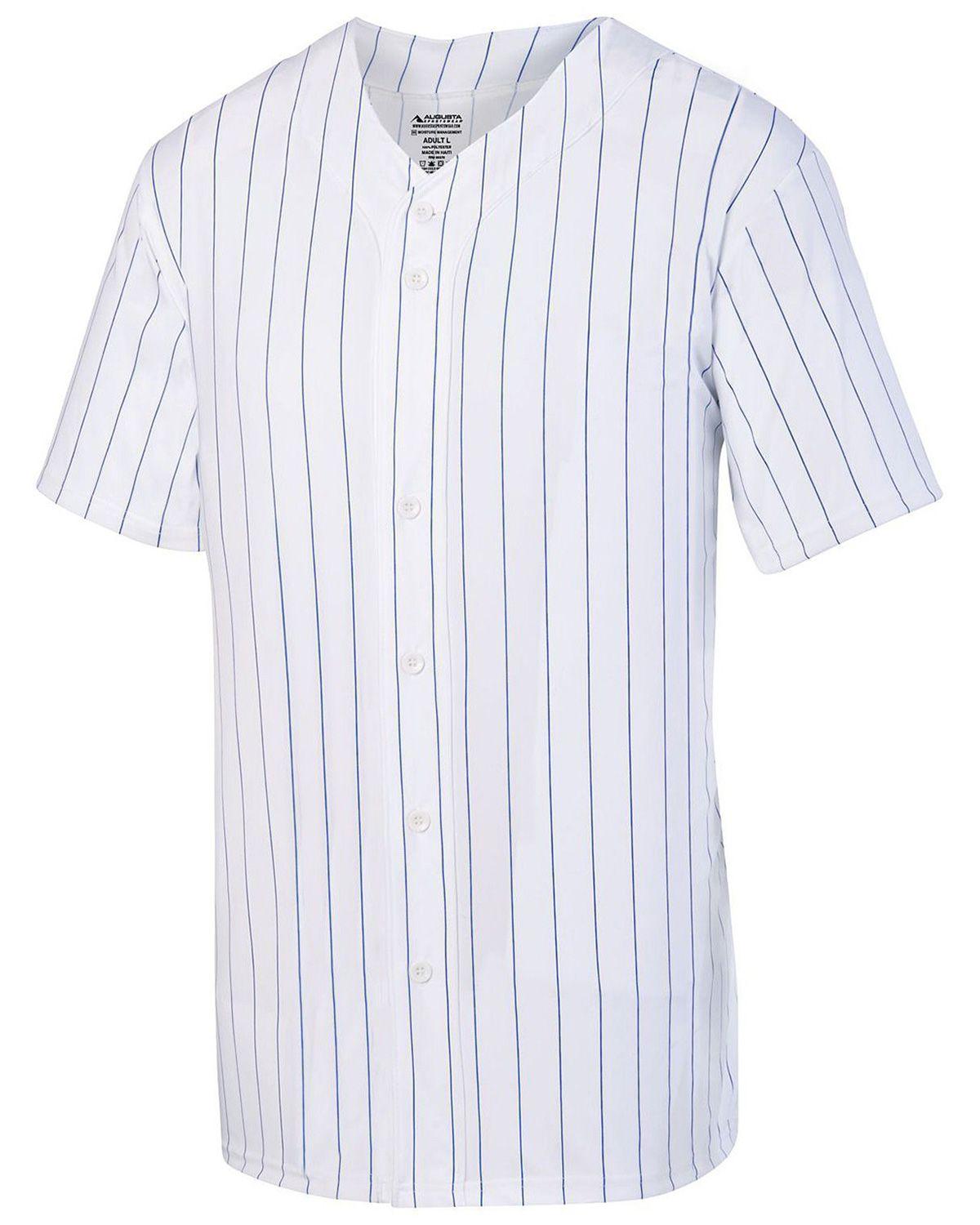 1686 Augusta Drop Ship Youth Pin Strp Full Button Baseball Jersey