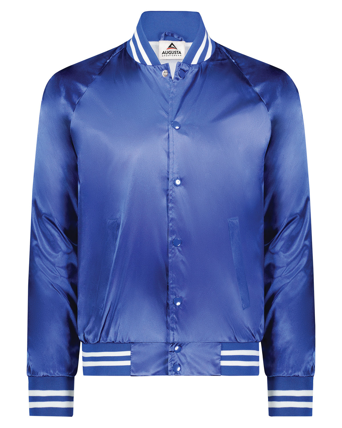 3610 Augusta Drop Ship Unisex Striped Trim Satin Baseball Jacket 3610 Augusta Drop Ship Unisex Striped Trim Satin Baseball Jacket