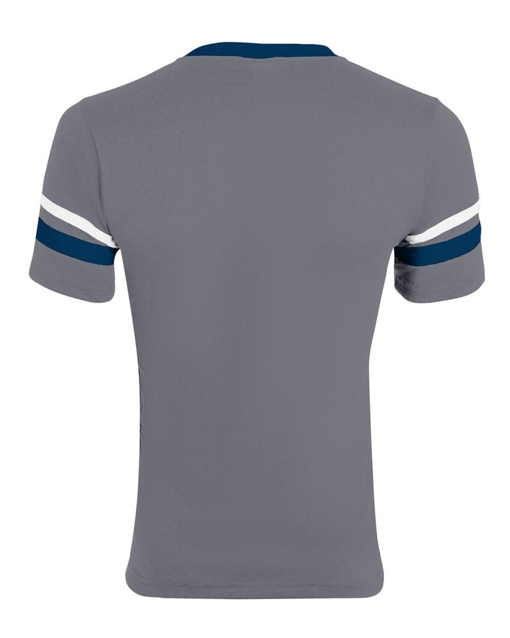 361 Augusta Sportswear Youth V-Neck Jersey with Striped Sleeves - Back Image