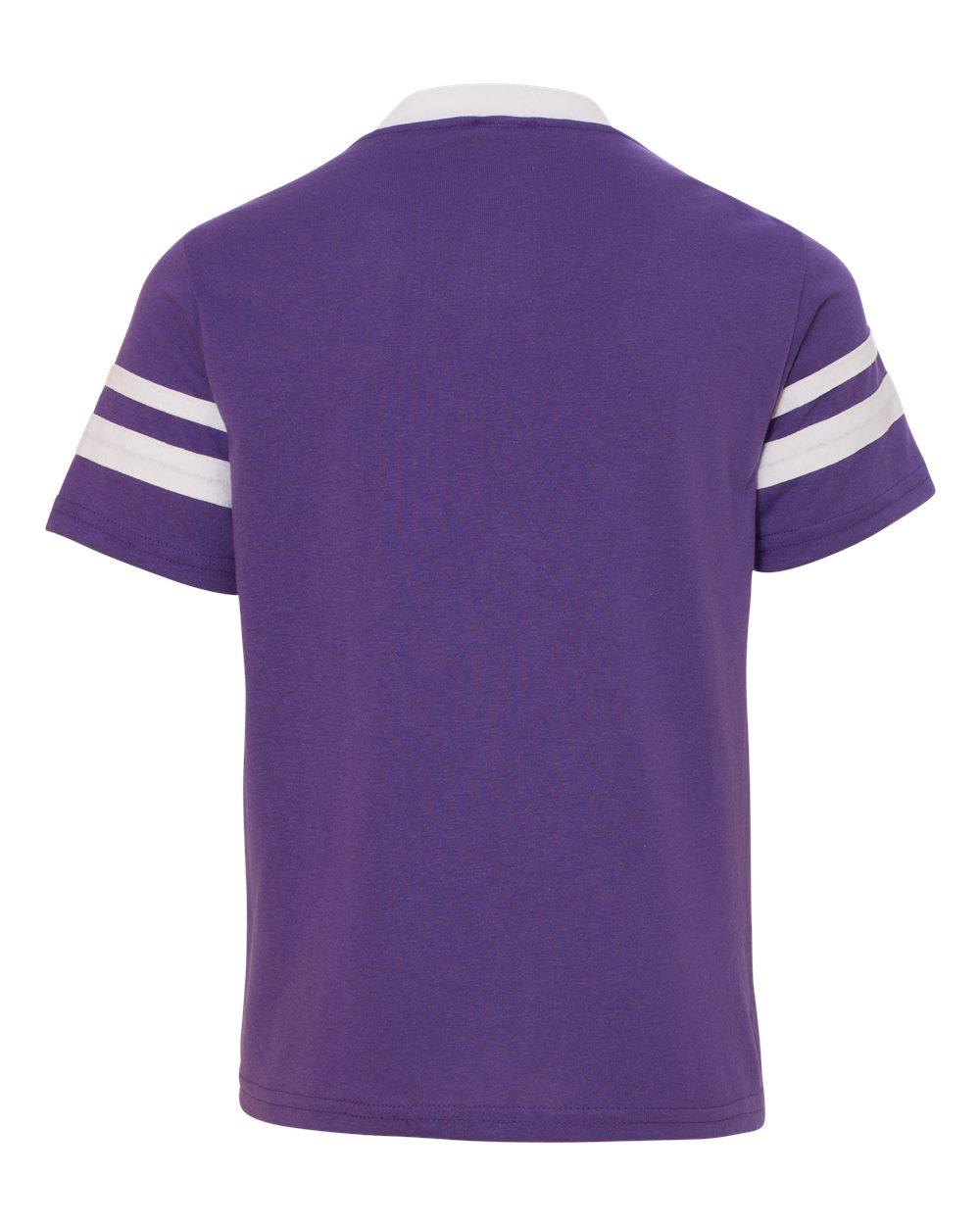 361 Augusta Sportswear Youth V-Neck Jersey with Striped Sleeves 361 Augusta Sportswear Youth V-Neck Jersey with Striped Sleeves - Back Image