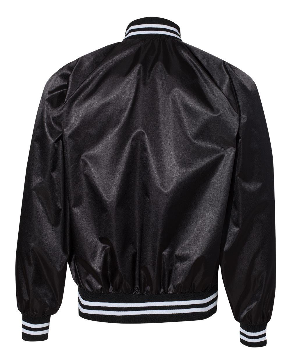 3610 Augusta Sportswear SATIN BASEBALL JACKET/STRIPED TRIM - Back Image