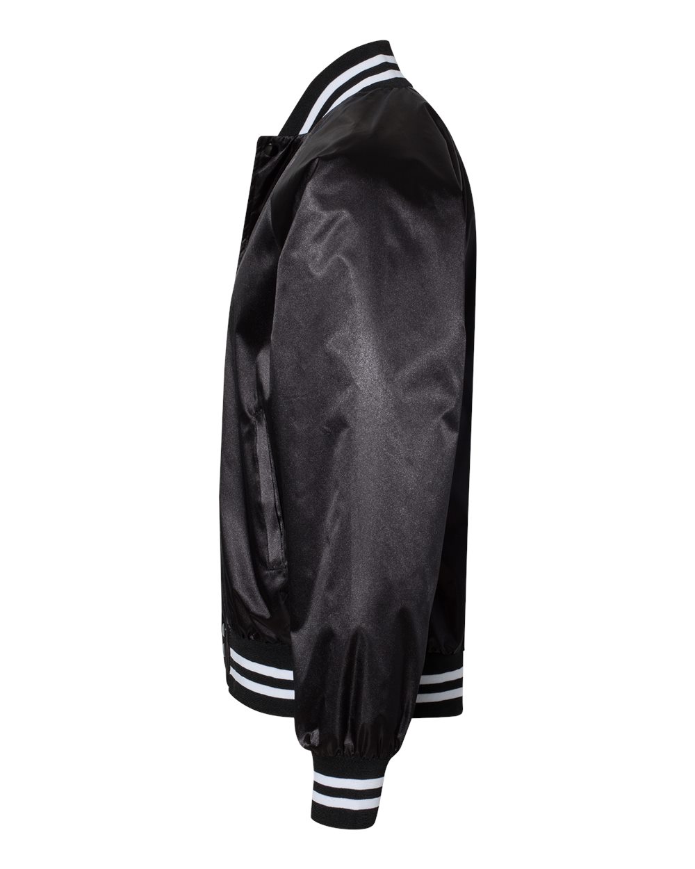 3610 Augusta Sportswear SATIN BASEBALL JACKET/STRIPED TRIM - Siide Image