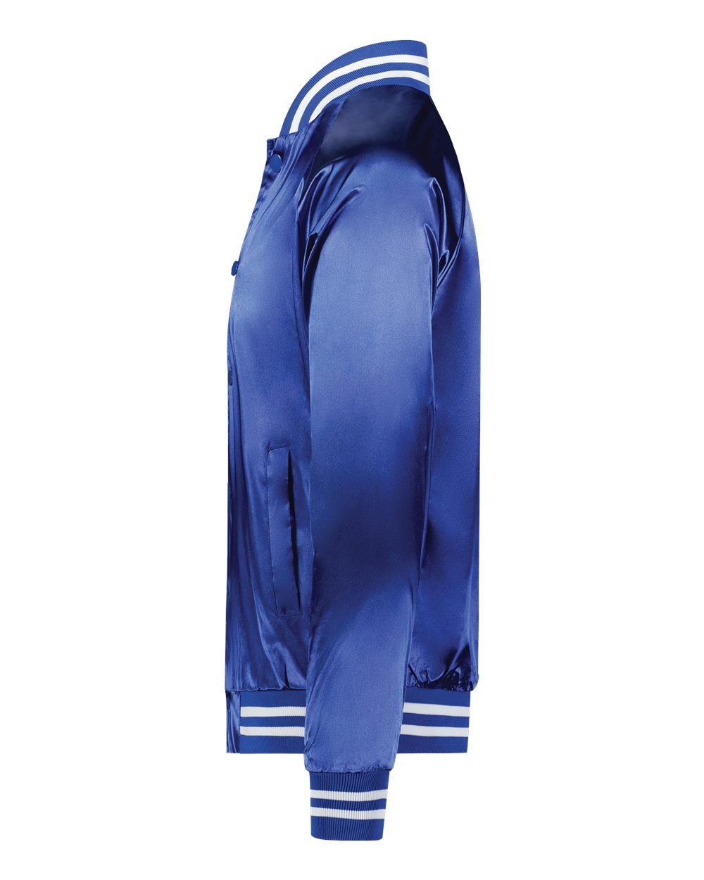 3610 Augusta Sportswear SATIN BASEBALL JACKET/STRIPED TRIM - Siide Image