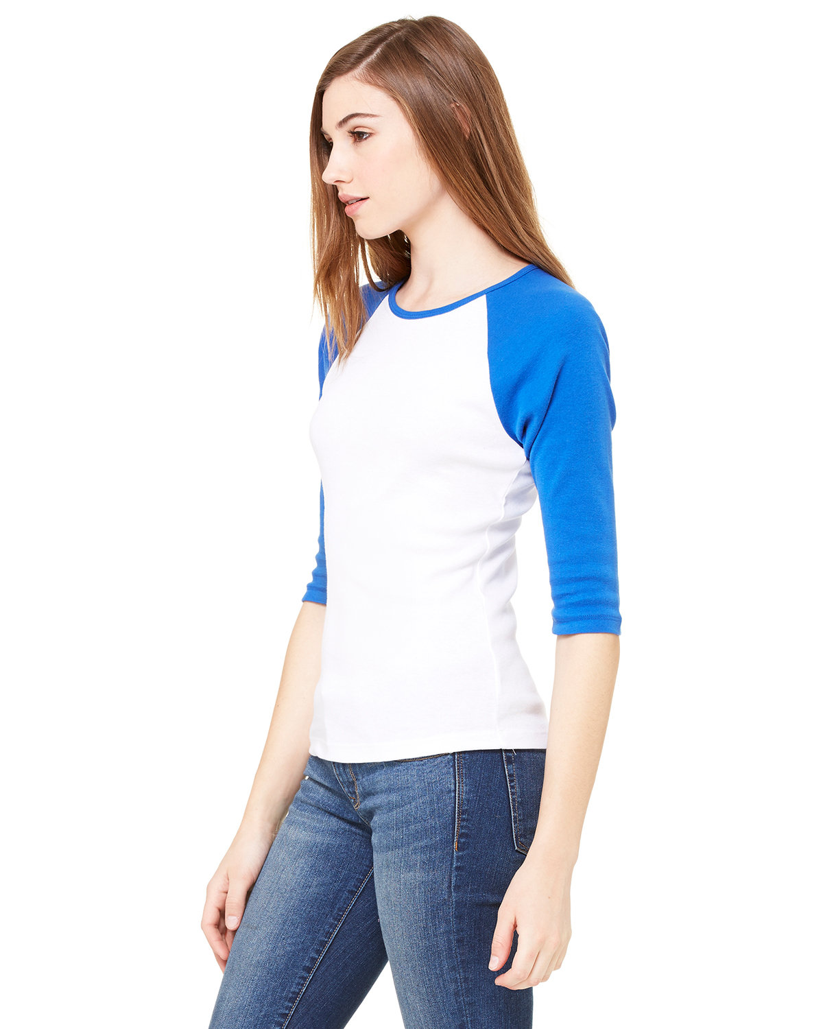 B2000 Bella + Canvas Ladies Baby Rib 3/4-Sleeve Contrast Raglan T-Shirt - Siide Image