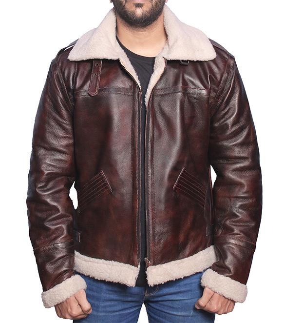 JNLJ186 B3 Tom Brown 100% Real Sheepskin Leather Jacket Zoom Image