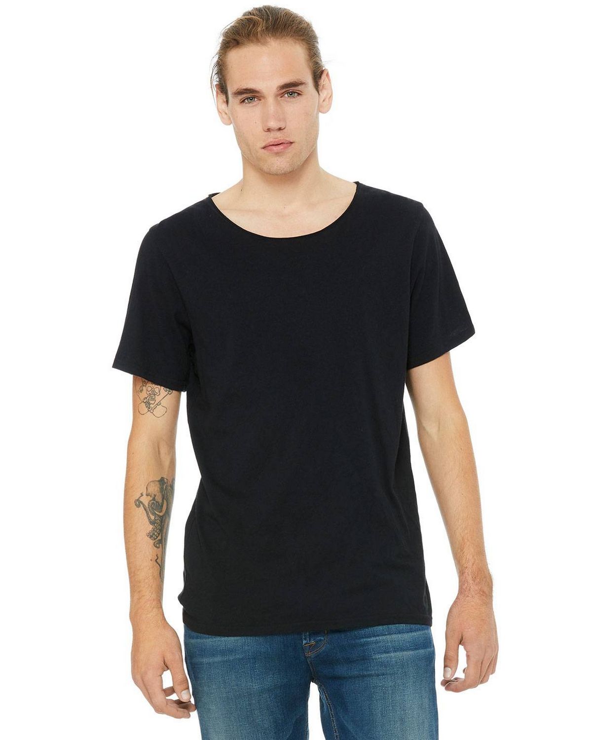 B3014 Bella + Canvas Mens Jersey Raw Neck T-Shirt Zoom Image