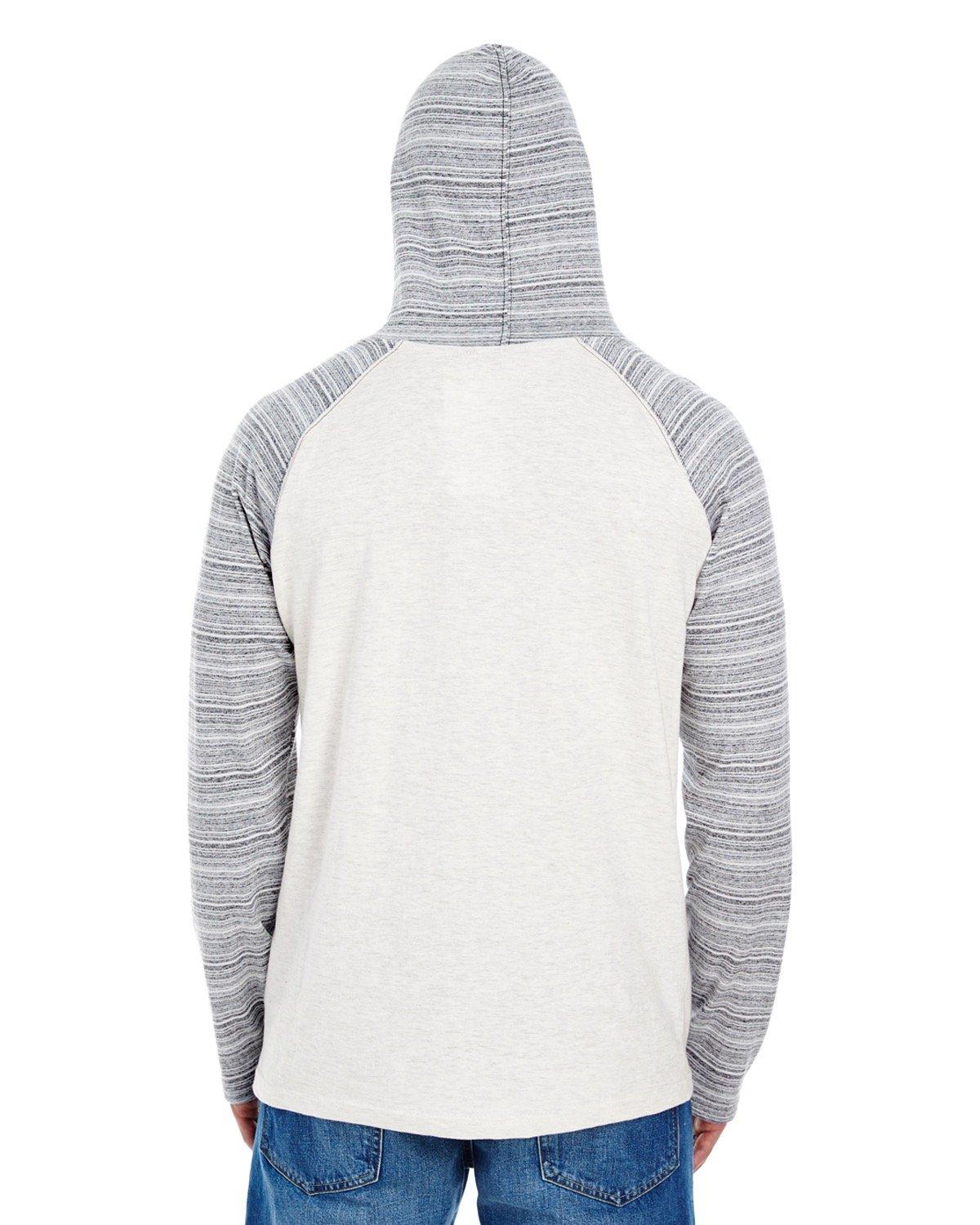 B8127 Burnside Adult Raglan Sleeve Striped Jersey Hooded T-Shirt - Back Image