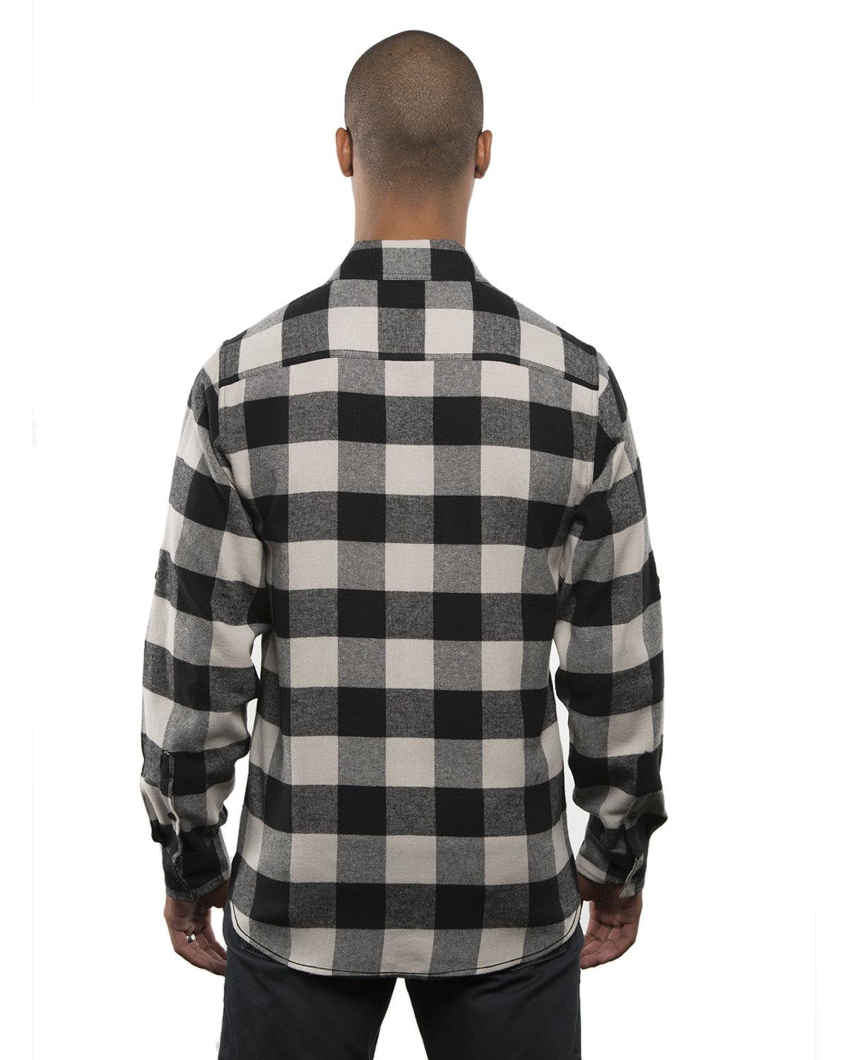 B8210 Burnside Mens Plaid Flannel Shirt - Back Image