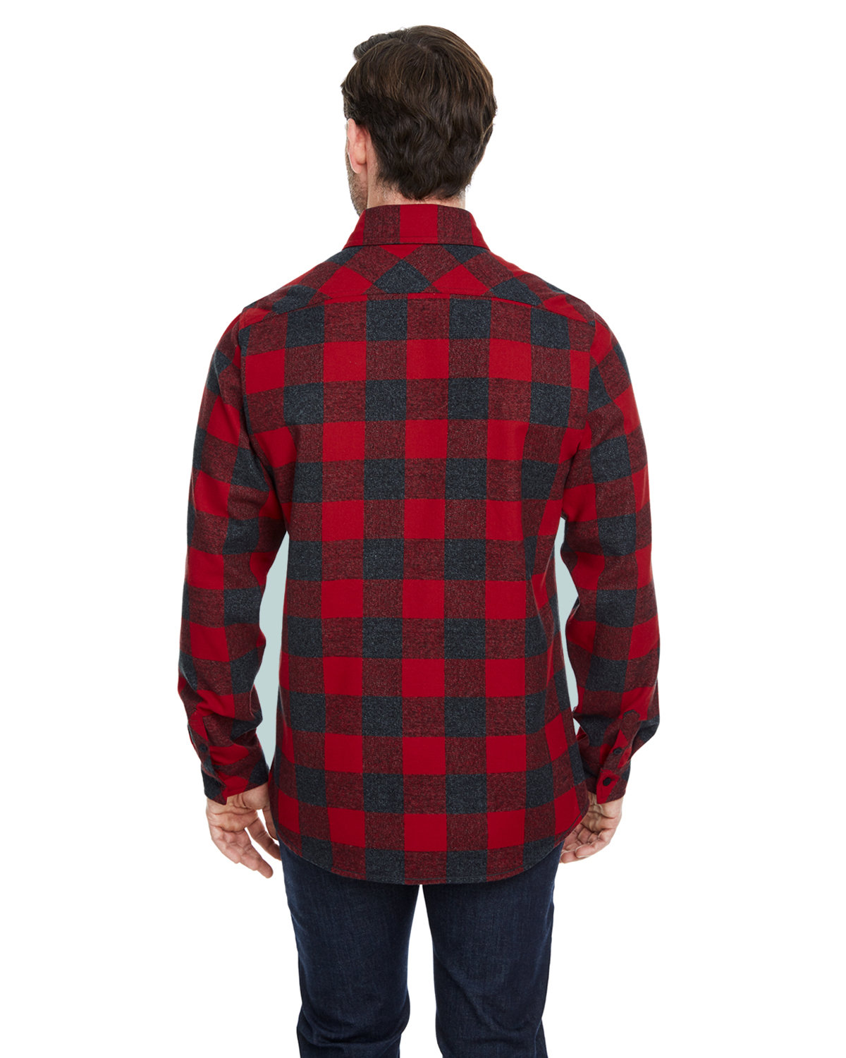 B8212 Burnside Woven Plaid Flannel With Biased Pocket - Back Image