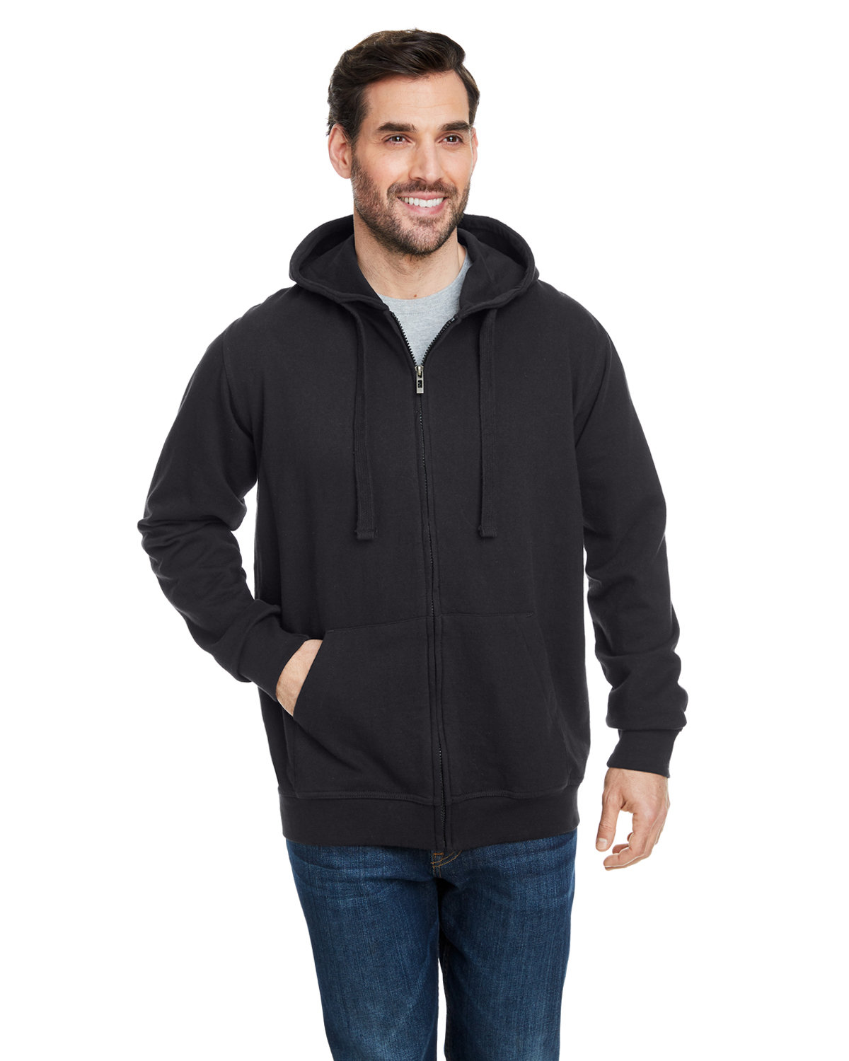 B8615 Burnside Mens French Terry Full-Zip Hooded Sweatshirt
