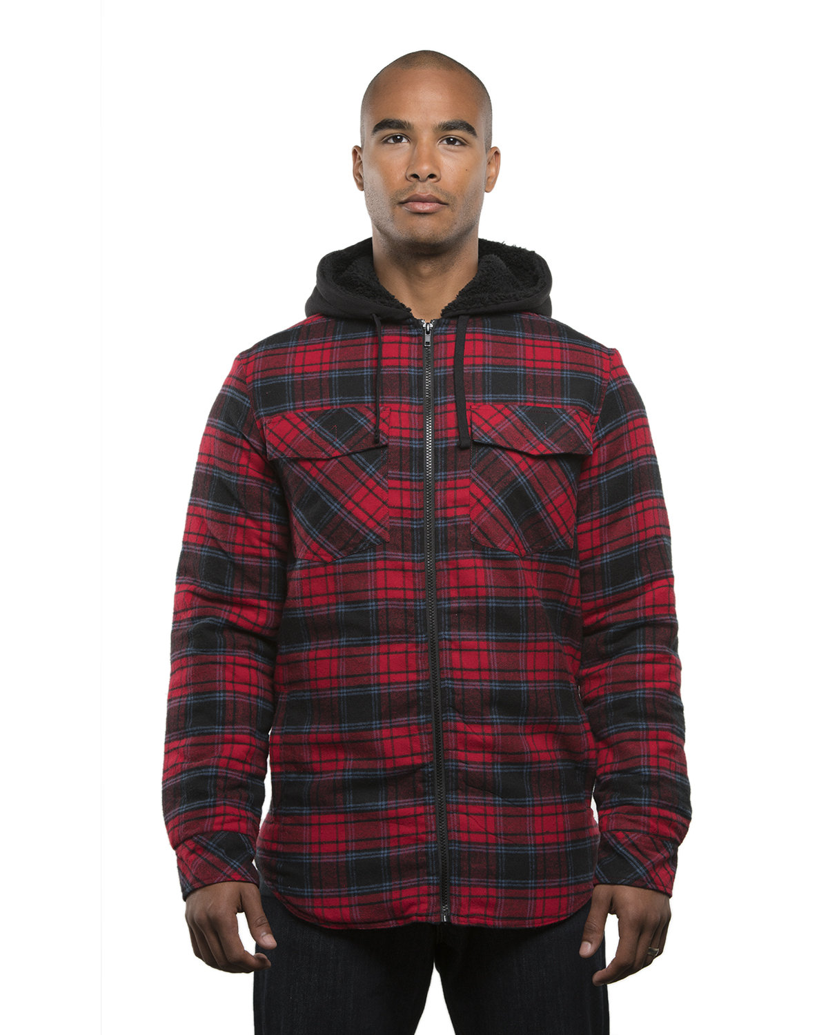 B8620 Burnside Mens Hooded Flannel Jacket