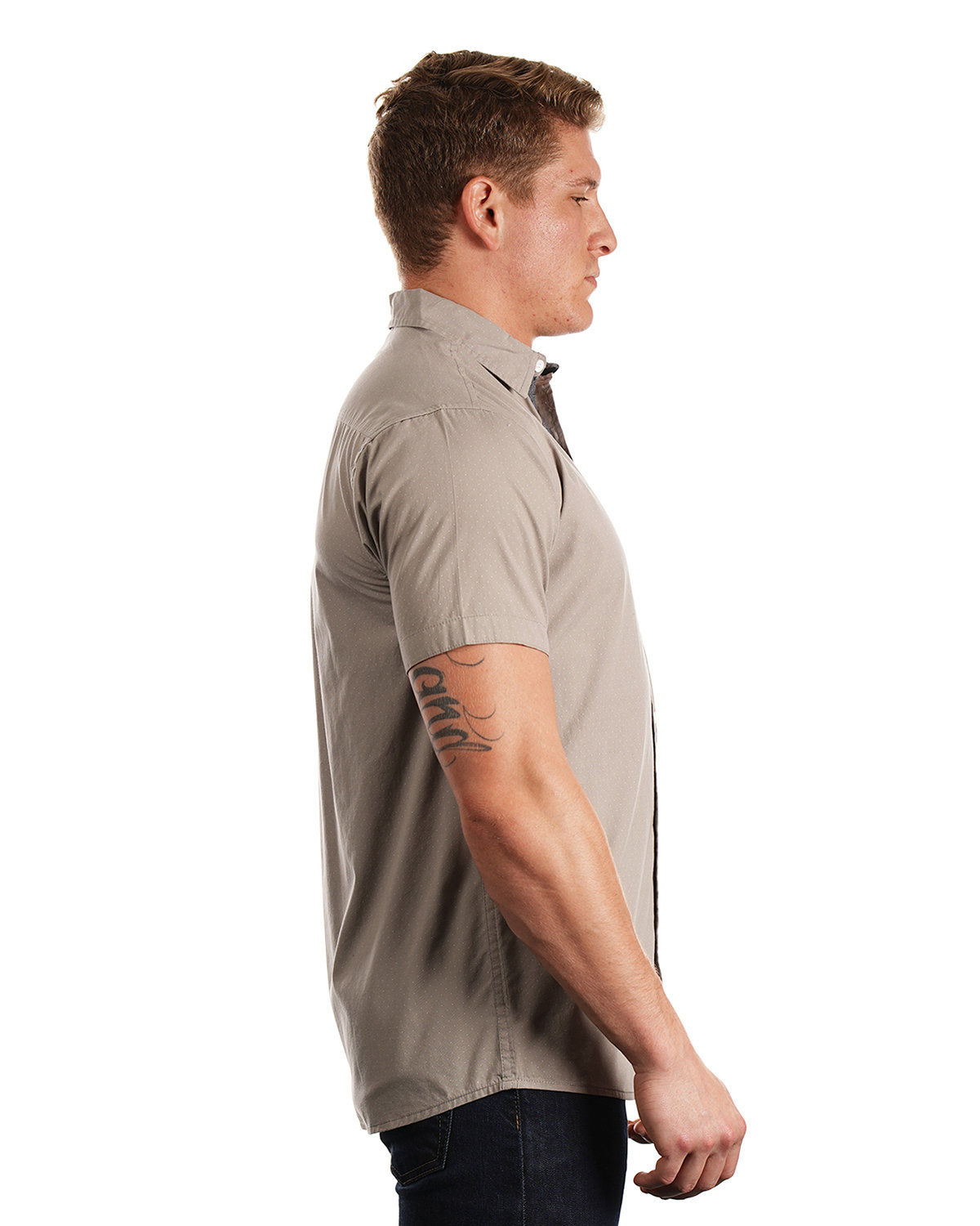 B9290 Burnside Mens Peached Poplin Short Sleeve Woven Shirt - Siide Image