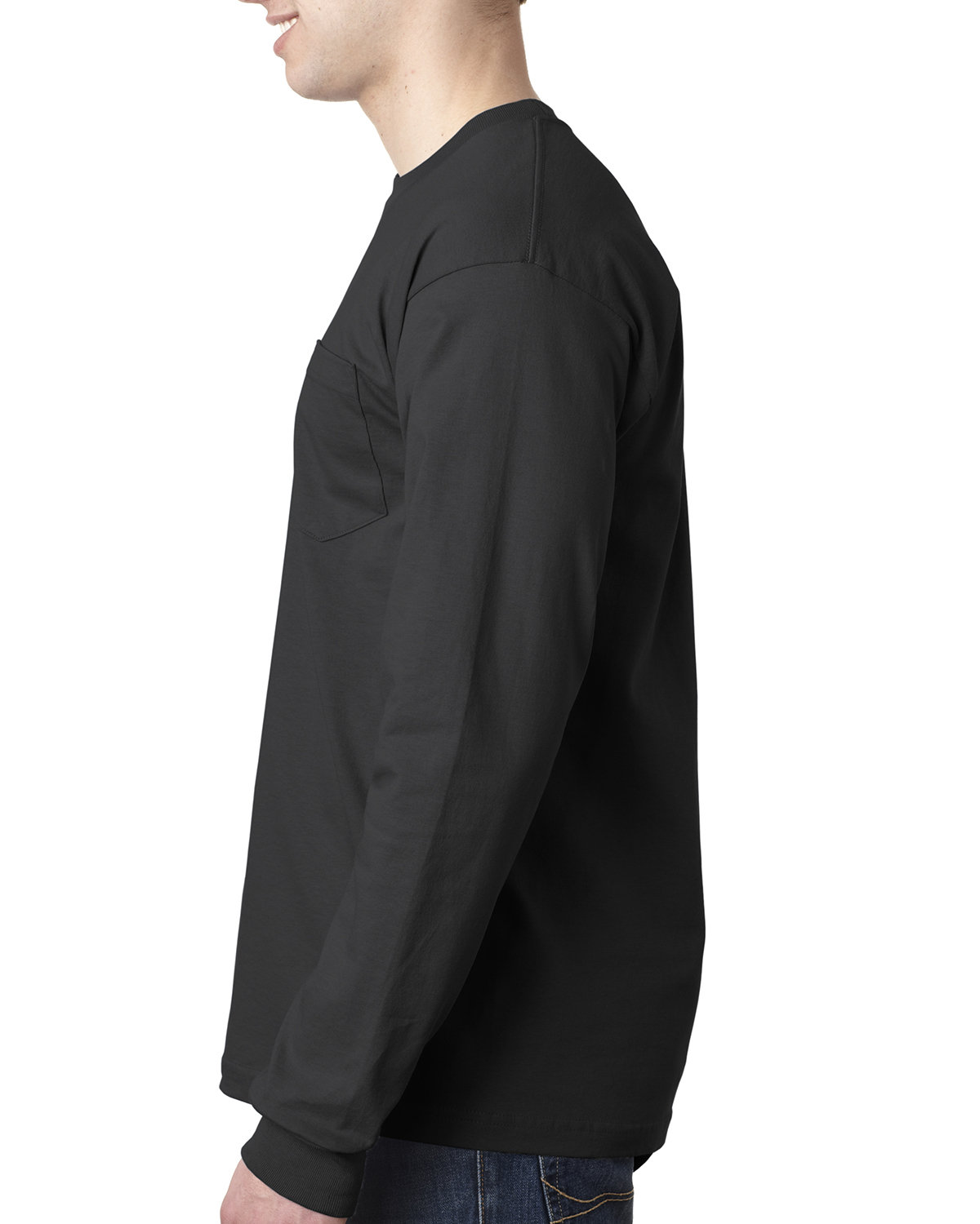 BA8100 Bayside Adult 6.1 oz., 100% Cotton Long Sleeve Pocket T-Shirt - Siide Image
