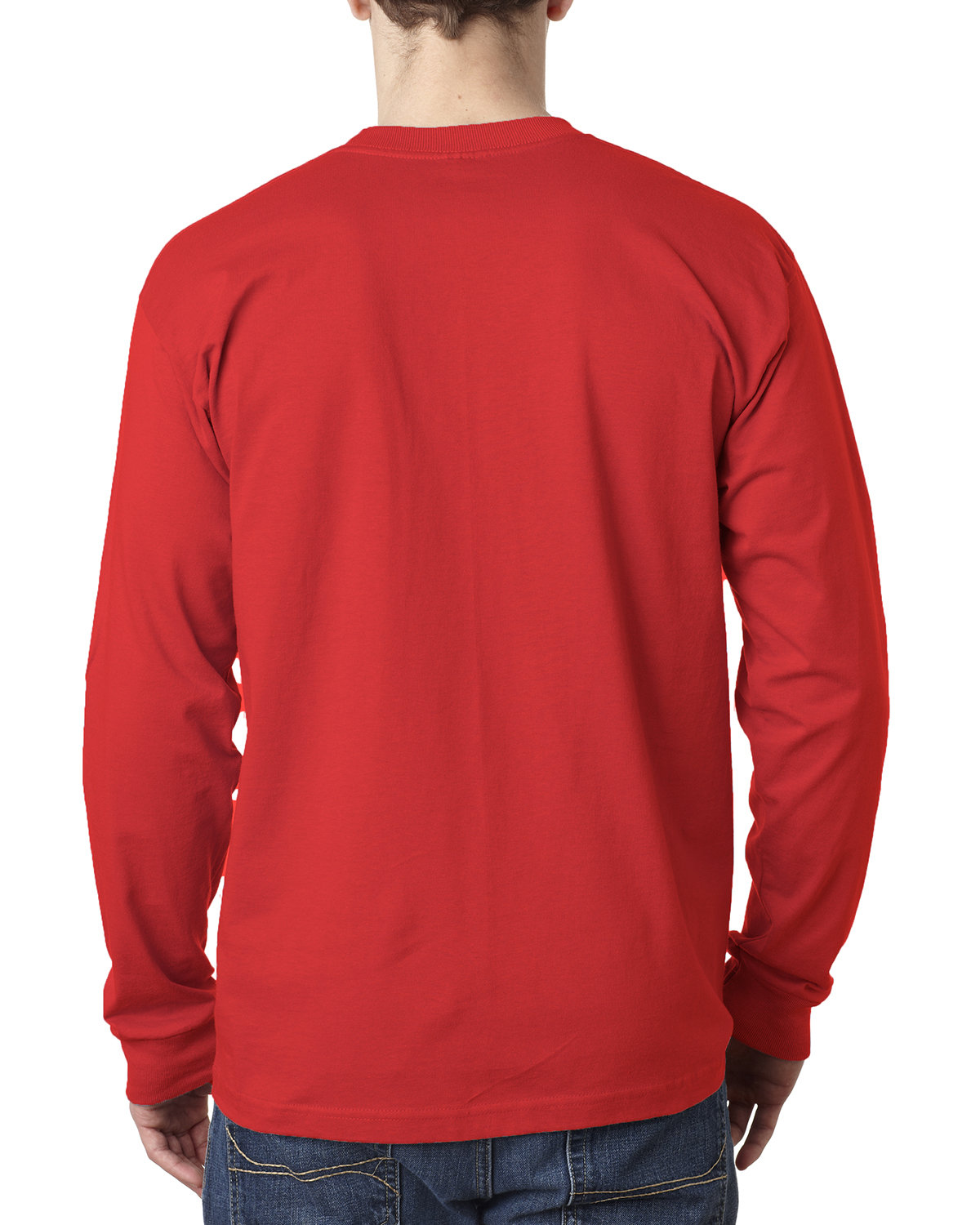 BA8100 Bayside Adult 6.1 oz., 100% Cotton Long Sleeve Pocket T-Shirt - Back Image