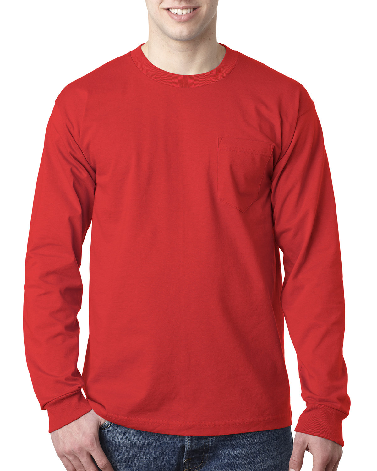 BA8100 Bayside Adult 6.1 oz., 100% Cotton Long Sleeve Pocket T-Shirt BA8100 Bayside Adult 6.1 oz., 100% Cotton Long Sleeve Pocket T-Shirt