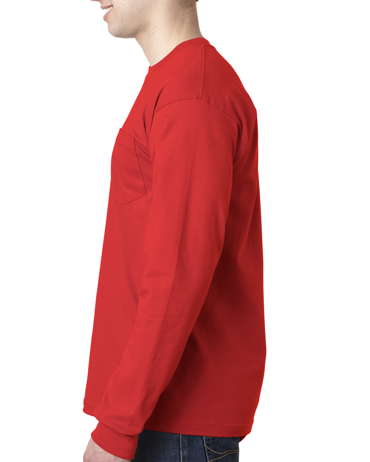 BA8100 Bayside Adult 6.1 oz., 100% Cotton Long Sleeve Pocket T-Shirt - Siide Image