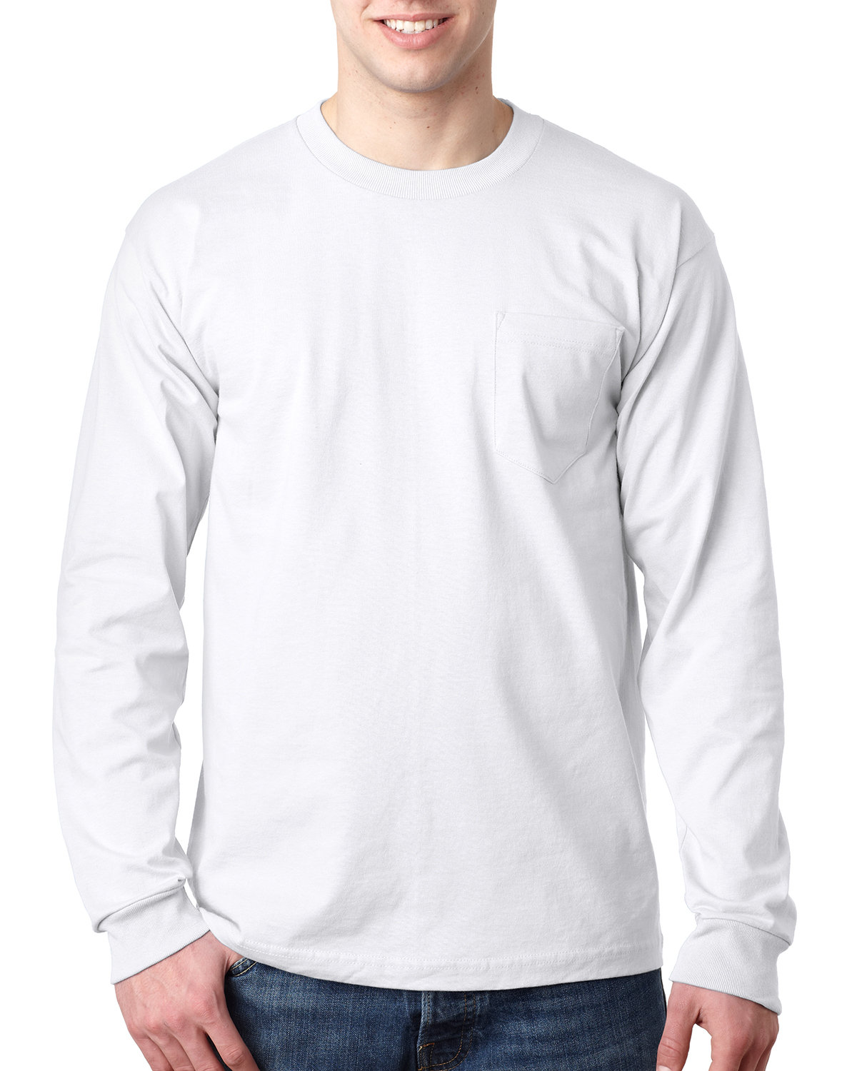 BA8100 Bayside Adult 6.1 oz., 100% Cotton Long Sleeve Pocket T-Shirt Zoom Image