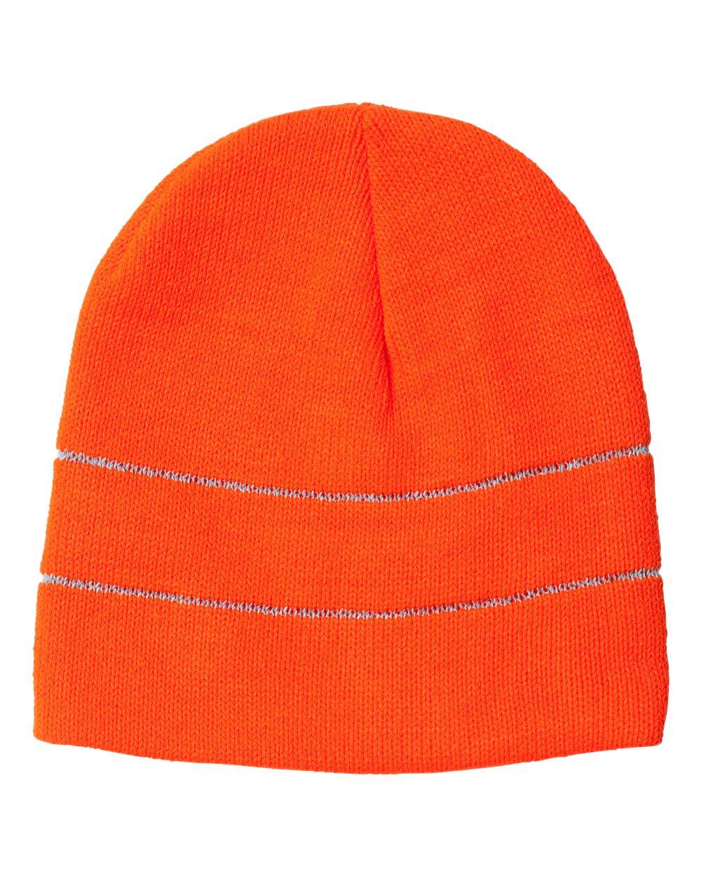 3715 Bayside USA-Made Safety Knit Beanie with 3M Reflective Thread - Back Image