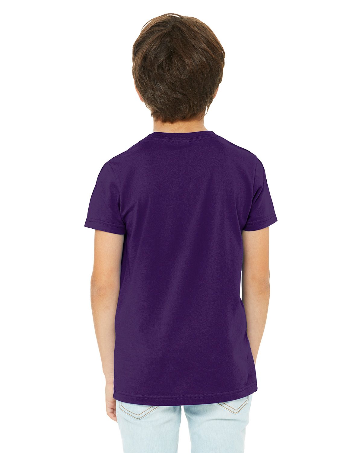 BC3001Y Bella + Canvas BELLA+CANVAS Youth Jersey Short Sleeve Tee. - Back Image
