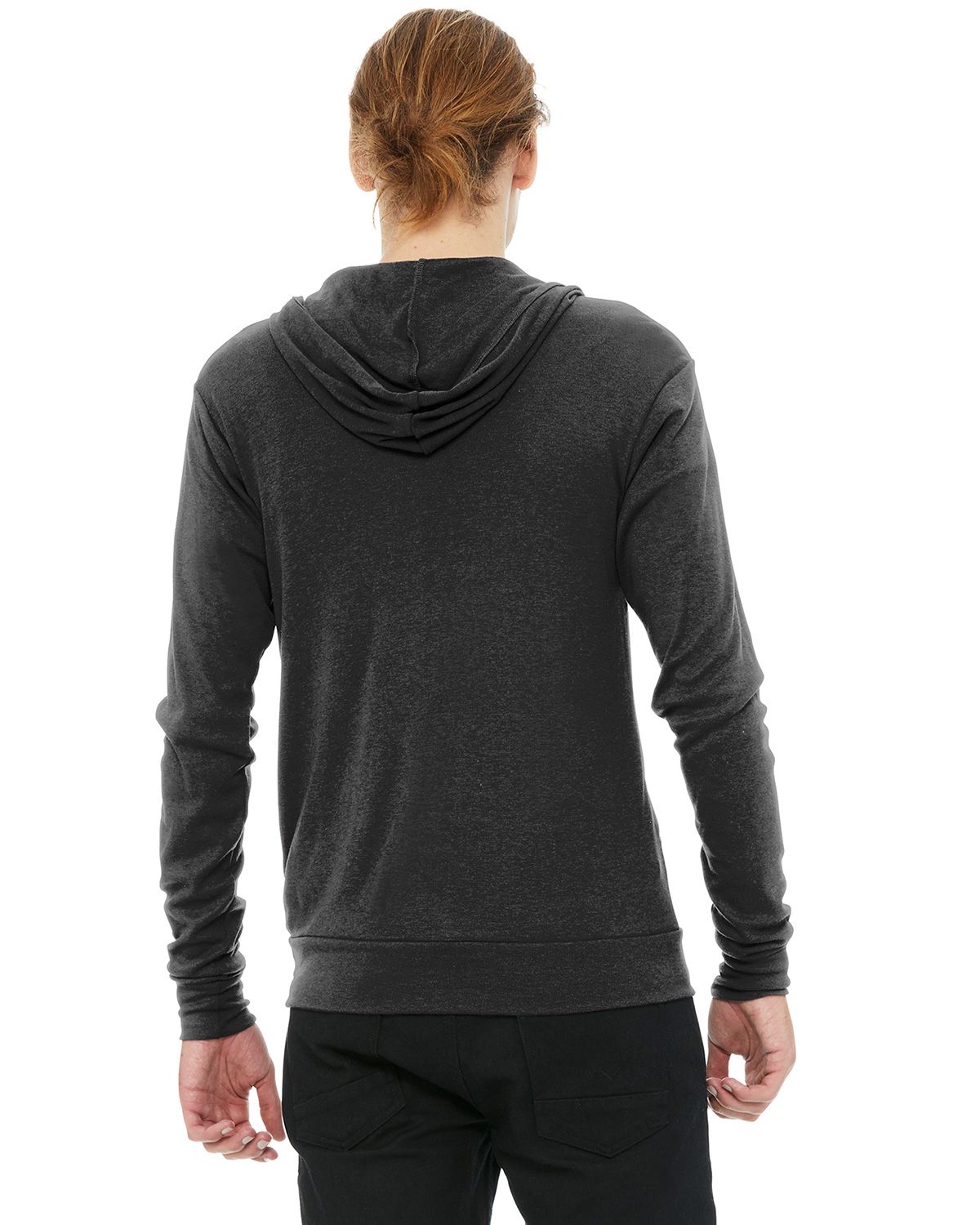 BC3939 Bella + Canvas BELLA+CANVAS Unisex Triblend Full-Zip Lightweight Hoodie. - Back Image