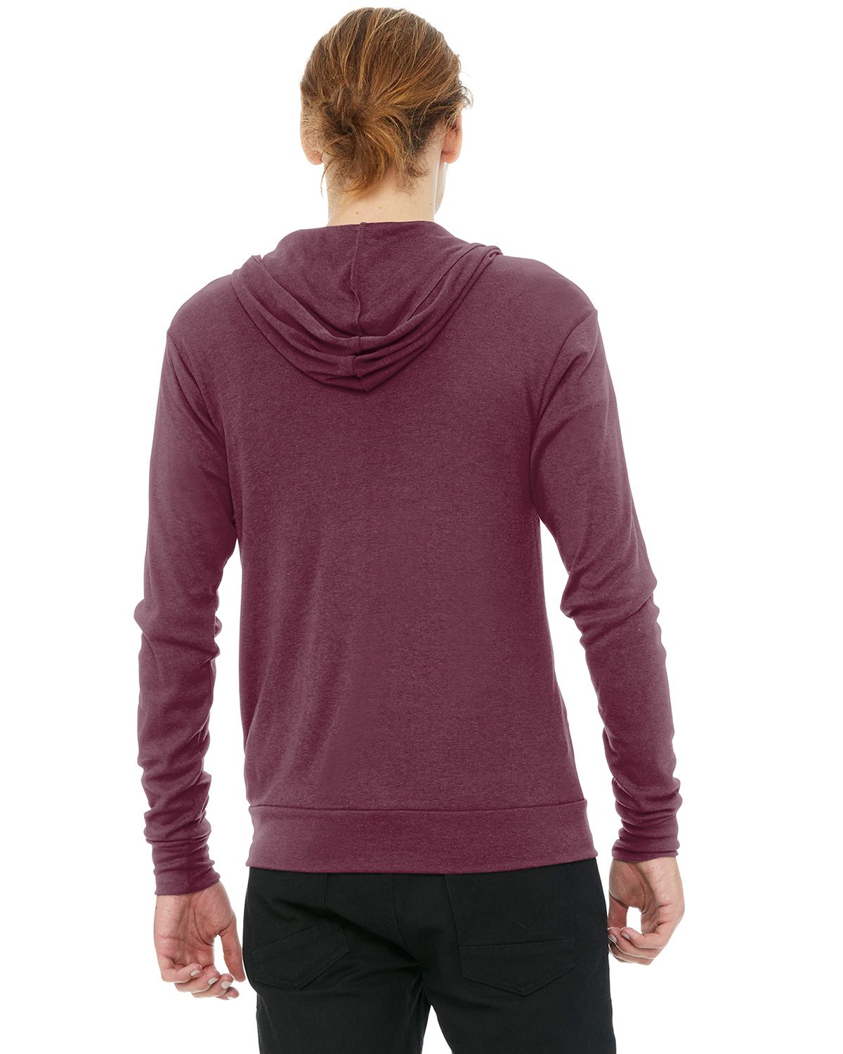 BC3939 Bella + Canvas BELLA+CANVAS Unisex Triblend Full-Zip Lightweight Hoodie. - Back Image