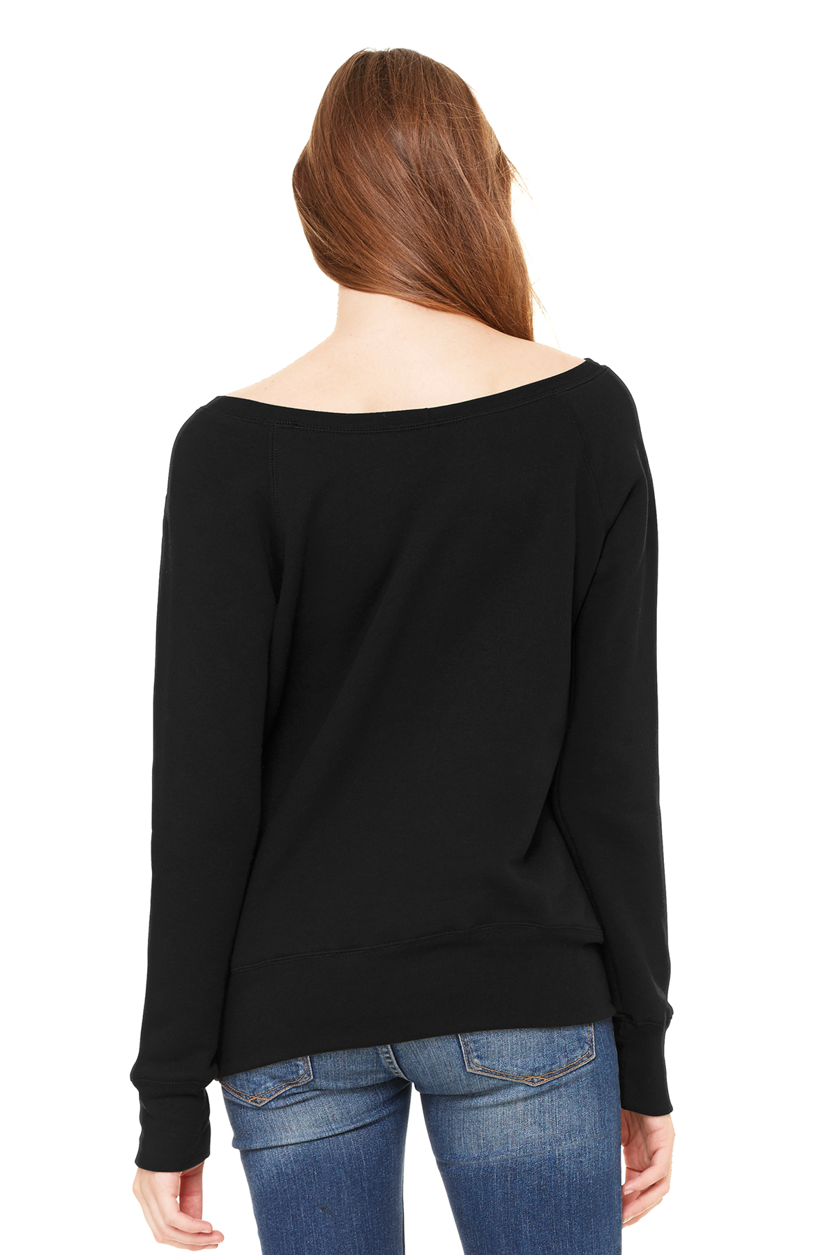 BC7501 Bella + Canvas BELLA+CANVAS Womens Sponge Fleece Wide-Neck Sweatshirt. - Back Image
