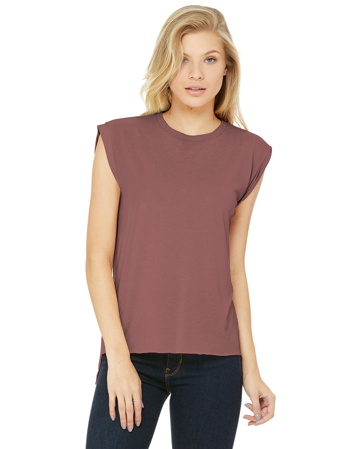 BC8804 Bella + Canvas BELLA+CANVAS Womens Flowy Muscle Tee With Rolled Cuffs.