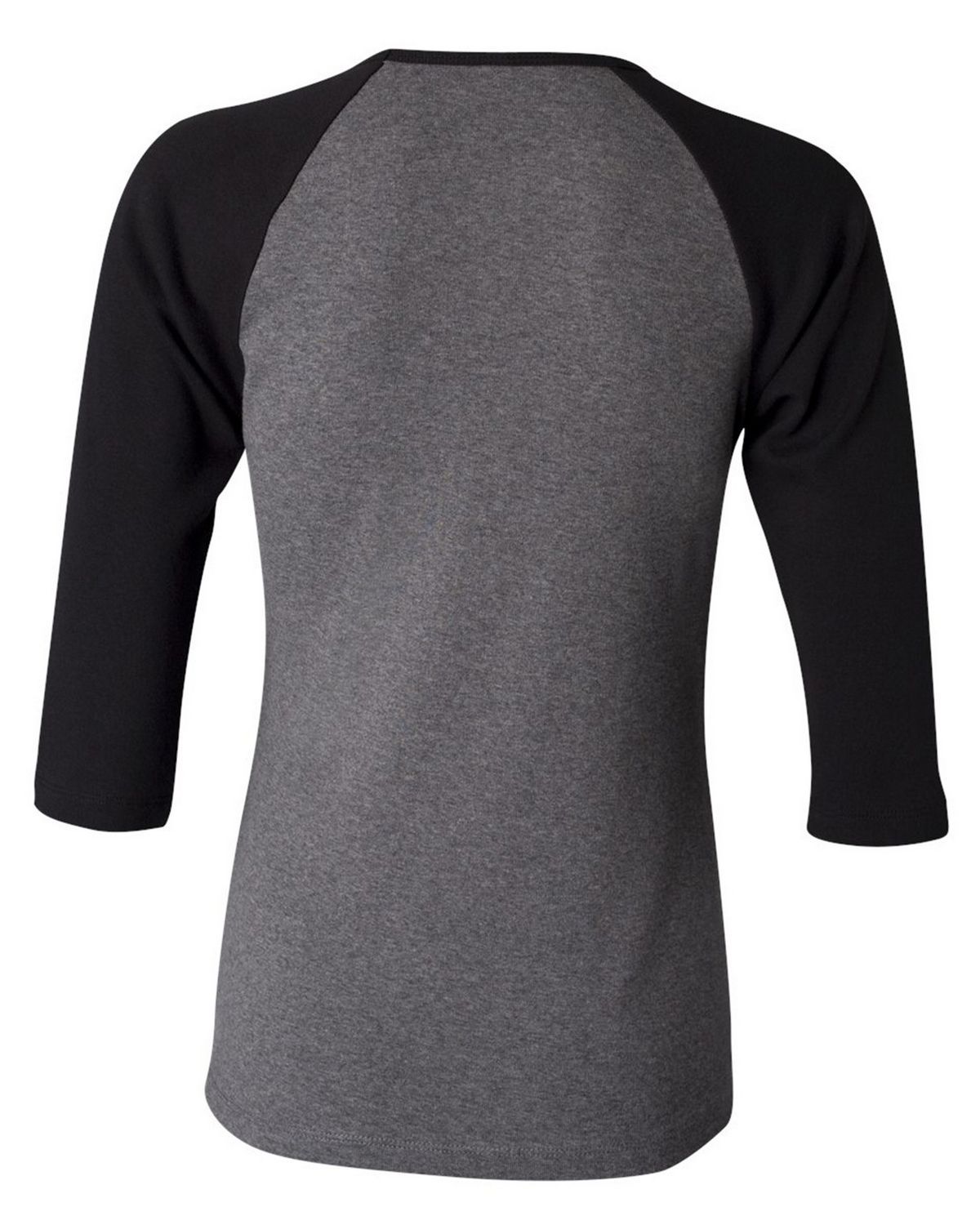 2000 Bella + Canvas Women’s 1X1 Baby Rib Raglan Three-Quarter Sleeve Tee - Back Image