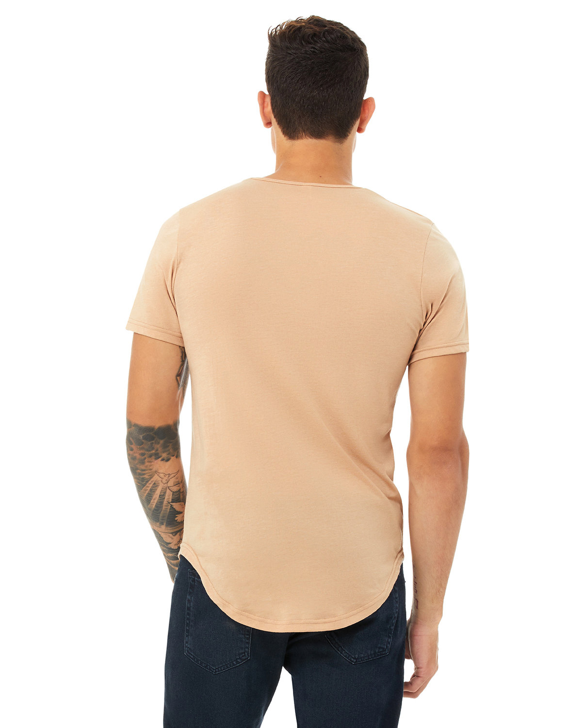 3003C Bella + Canvas Short Sleeve Hem Curved T-Shirt - Back Image