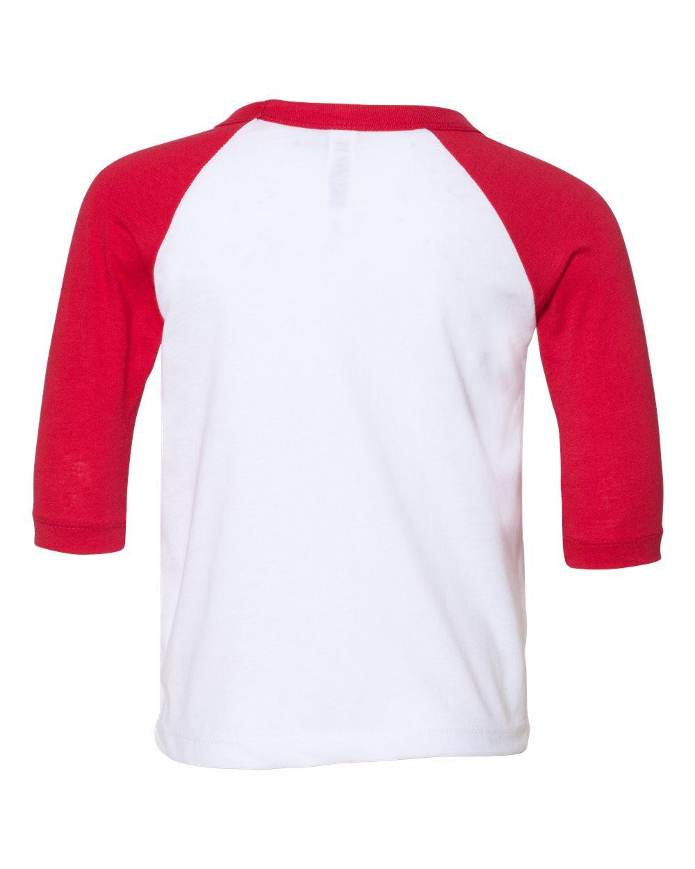 3200T Bella + Canvas Toddler Three-Quarter Sleeve Baseball T-shirt - Back Image