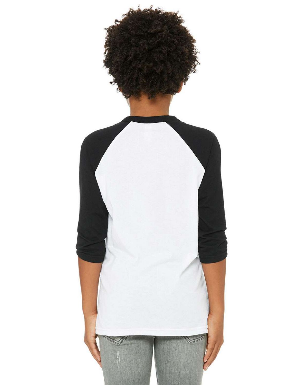 3200Y Bella + Canvas Kids Reglan ¾ Sleeves Baseball Tee 3200Y Bella + Canvas Kids Reglan ¾ Sleeves Baseball Tee - Back Image