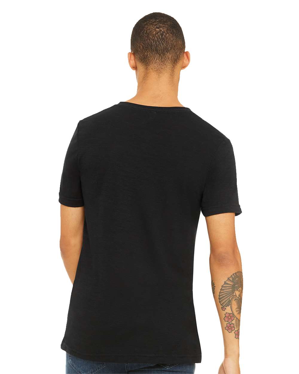 3655 Bella + Canvas V-Neck Textured T-Shirt - Back Image
