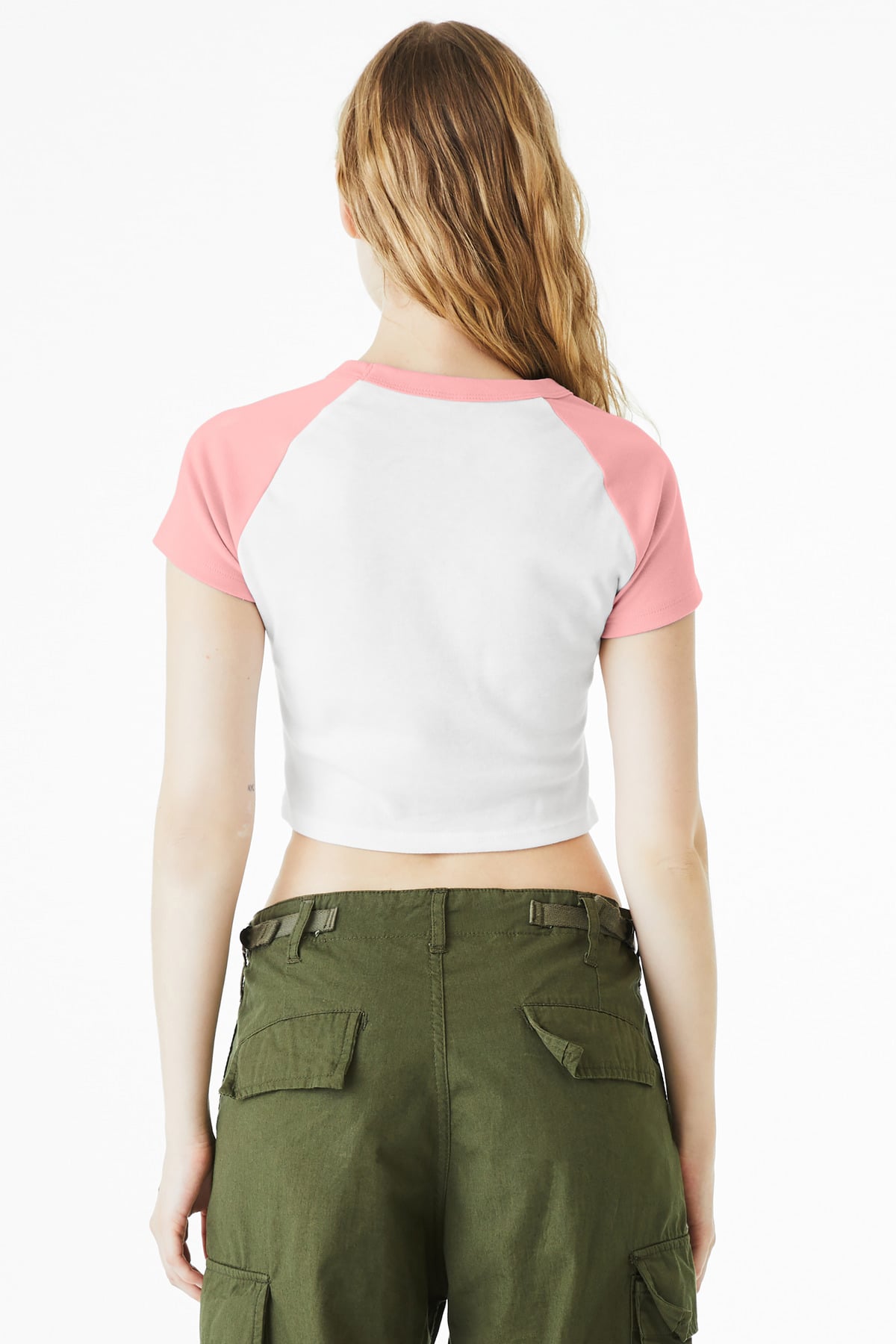 BC1201 Bella + Canvas BELLA+CANVAS Womens Micro Rib Raglan Baby Tee BC1201 Bella + Canvas BELLA+CANVAS Womens Micro Rib Raglan Baby Tee - Back Image