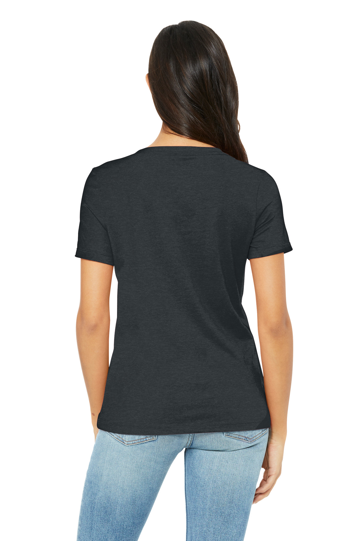 BC6405CVC Bella + Canvas BELLA+CANVAS Womens Relaxed Heather CVC V-Neck Tee - Back Image