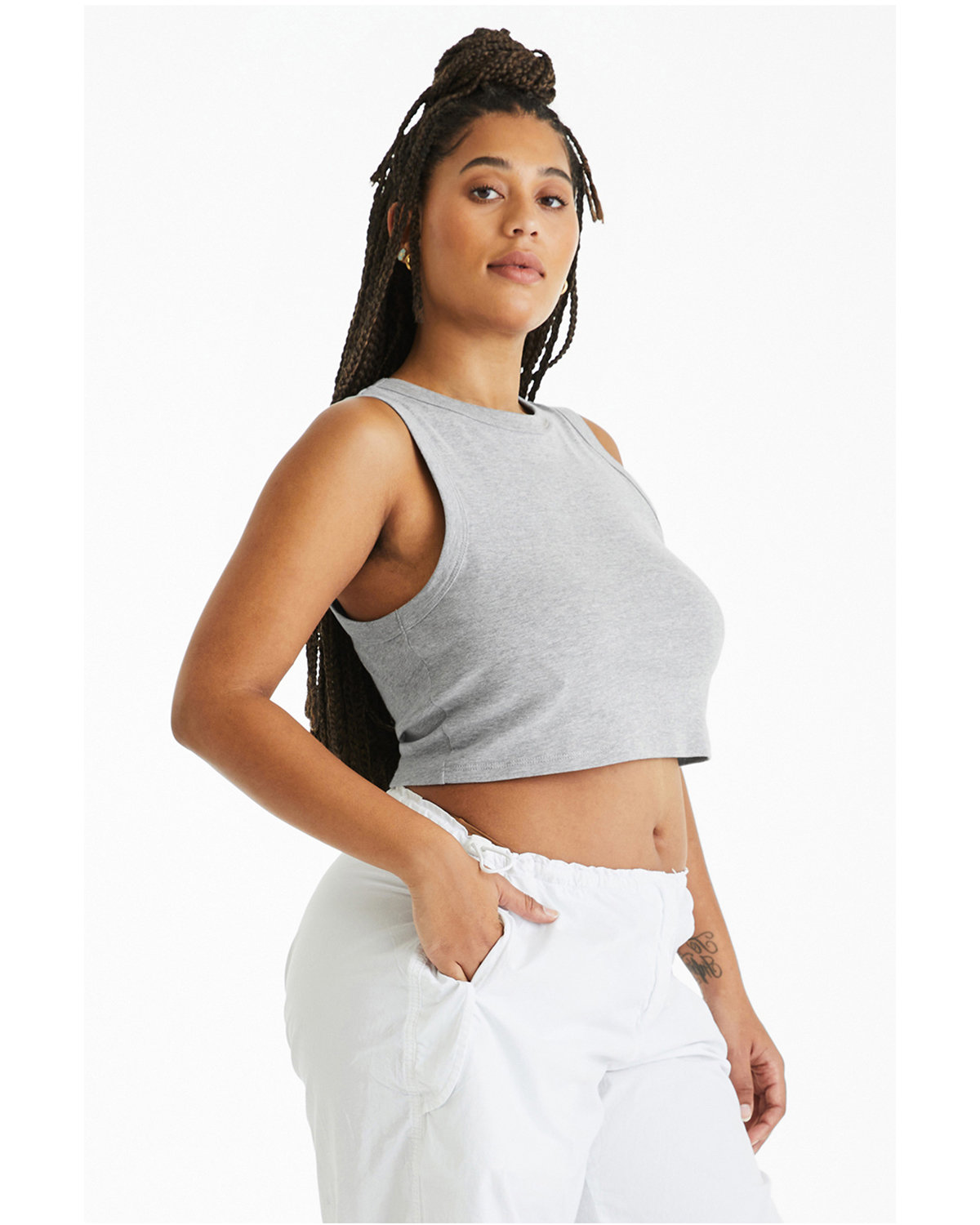 1013BE Bella + Canvas Ladies Micro Rib Muscle Crop Tank - Siide Image