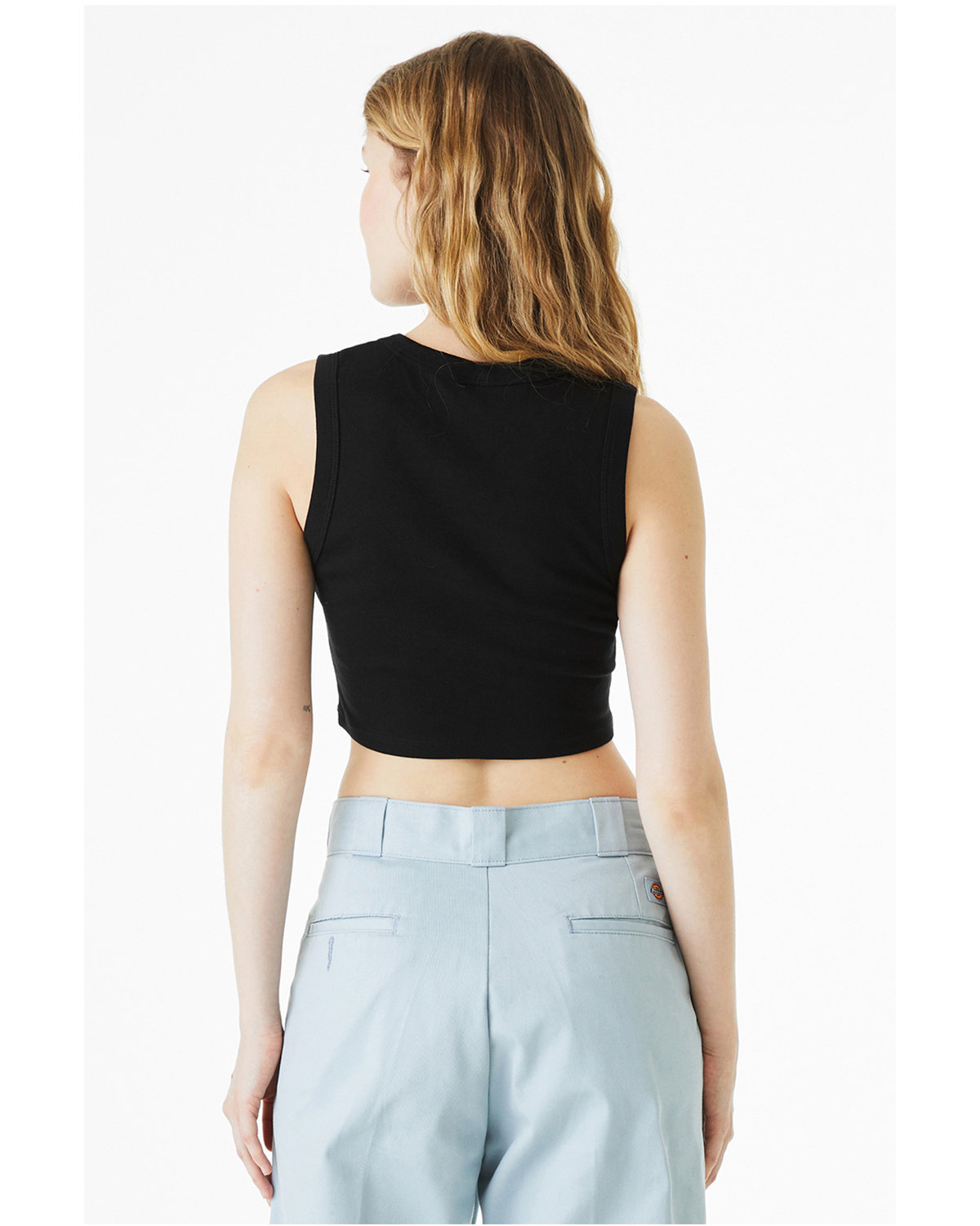 1013BE Bella + Canvas Ladies Micro Rib Muscle Crop Tank 1013BE Bella + Canvas Ladies Micro Rib Muscle Crop Tank - Back Image