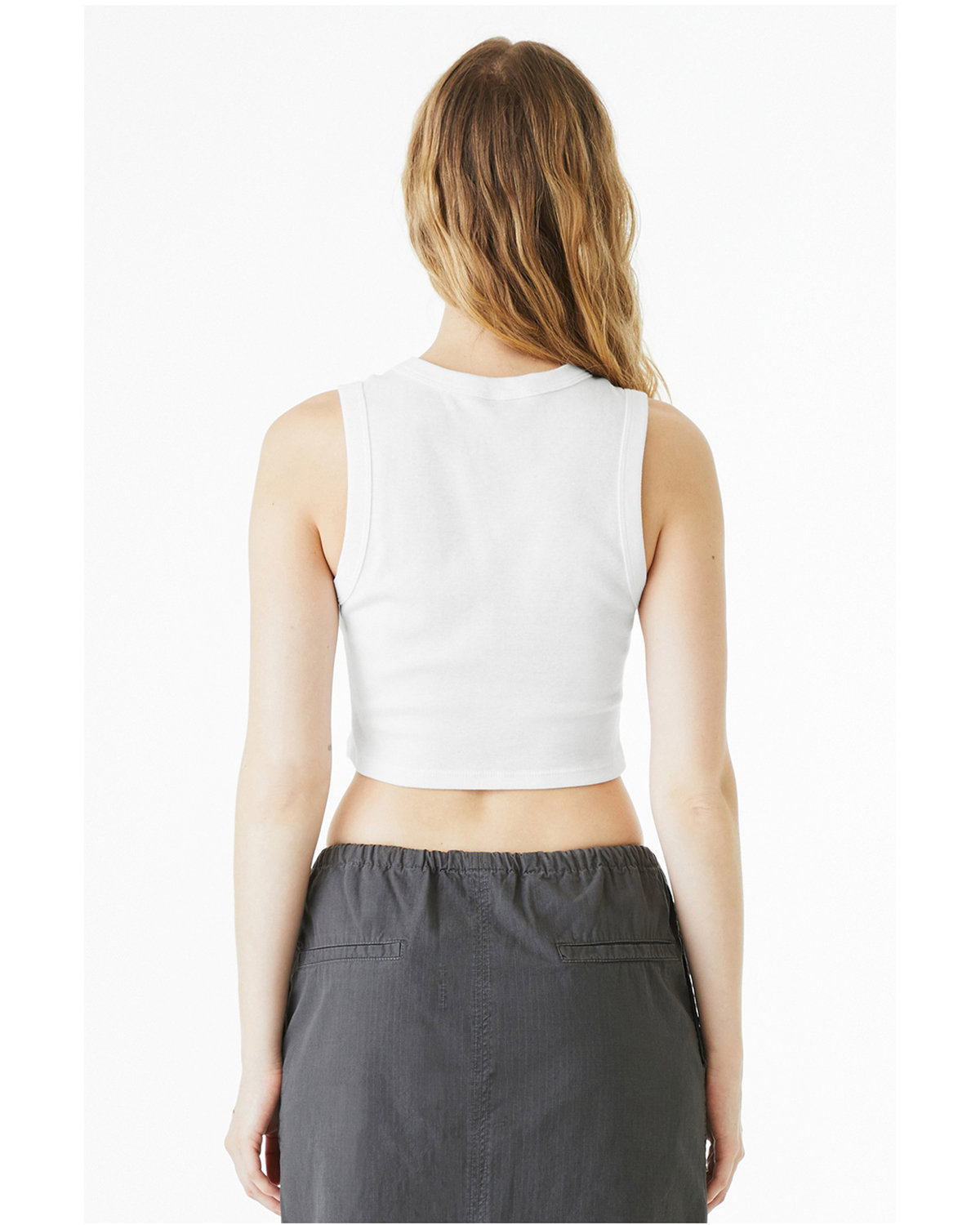 1013BE Bella + Canvas Ladies Micro Rib Muscle Crop Tank - Back Image
