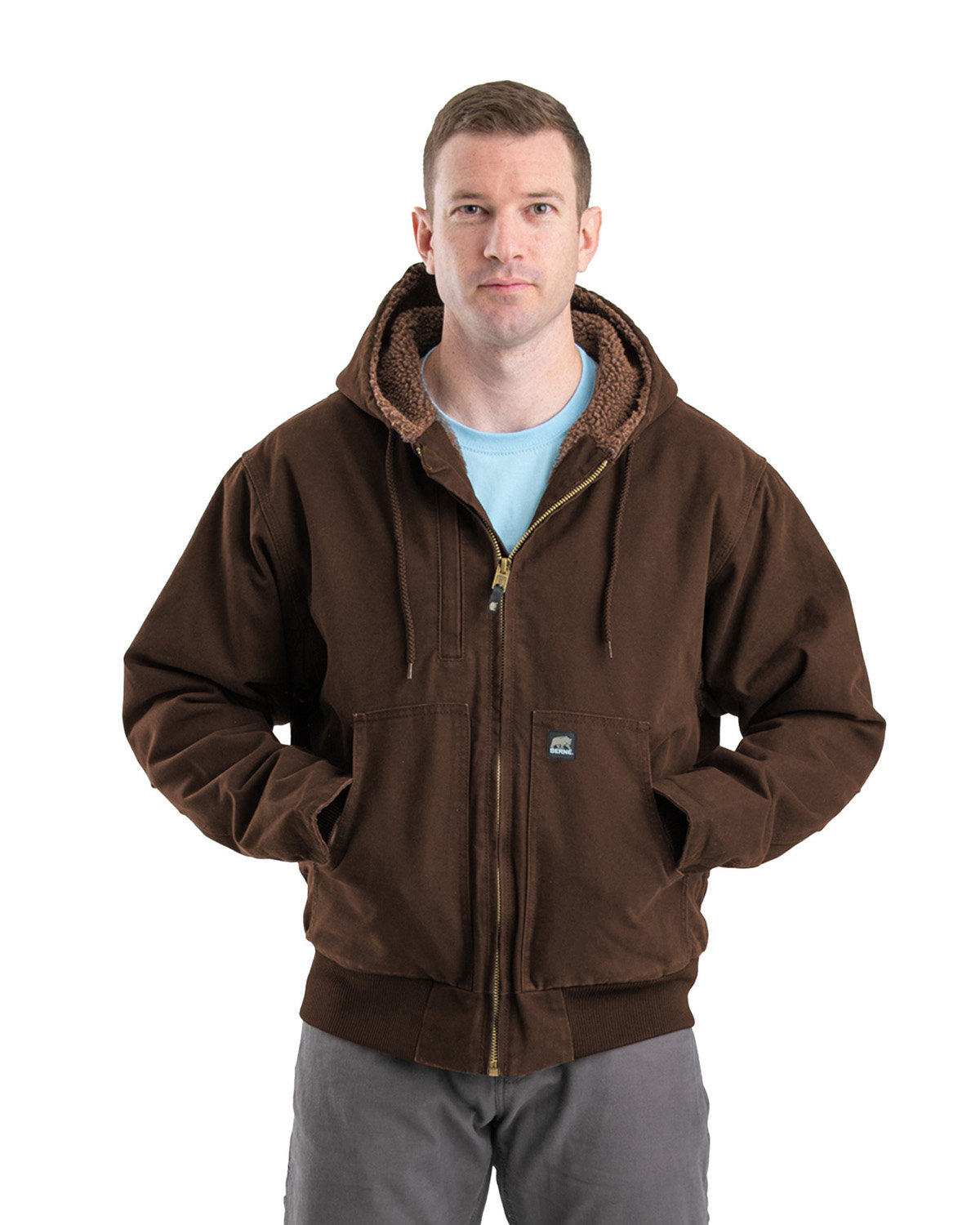 HJ317 Berne Mens Highland Flex180? Washed Duck Hooded Work Jacket