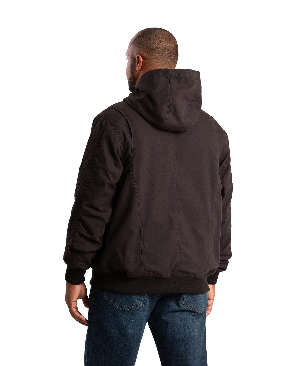 HJ59 Berne Mens Heartland Duck Flannel-Lined Hooded Jacket - Back Image