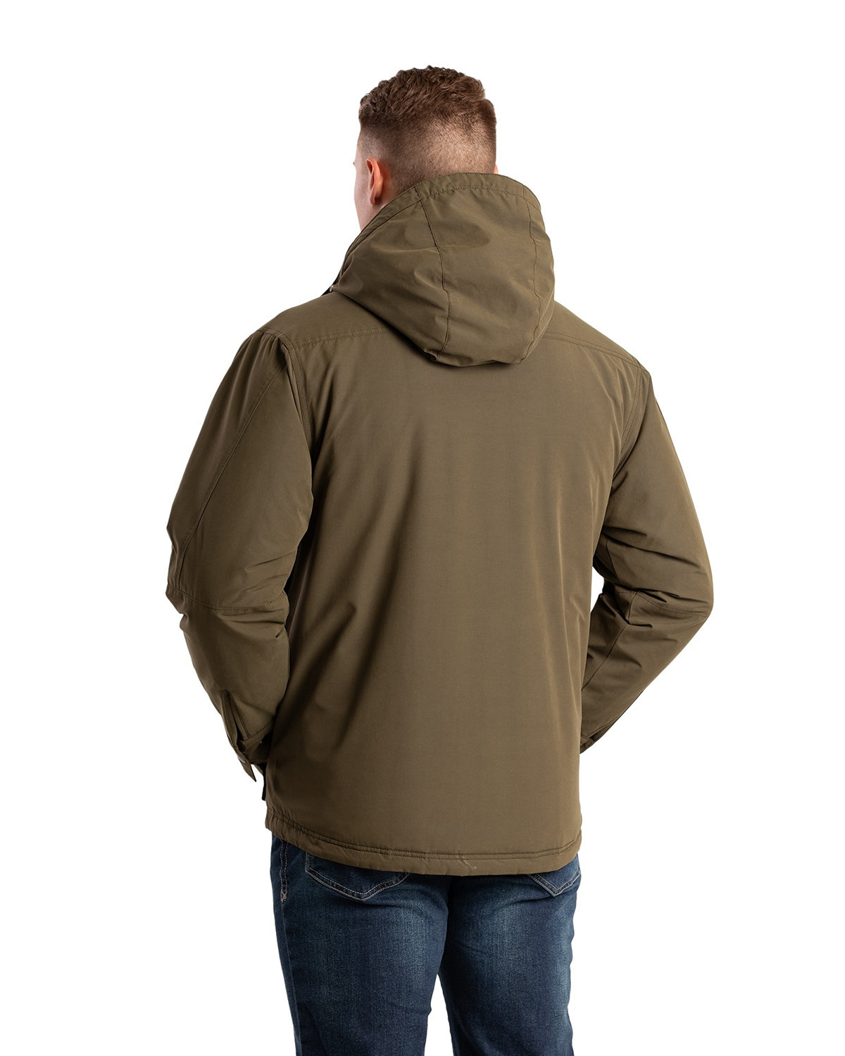 HJ67 Berne Mens Highland Quilt-Lined Micro-Duck Hooded Jacket - Back Image