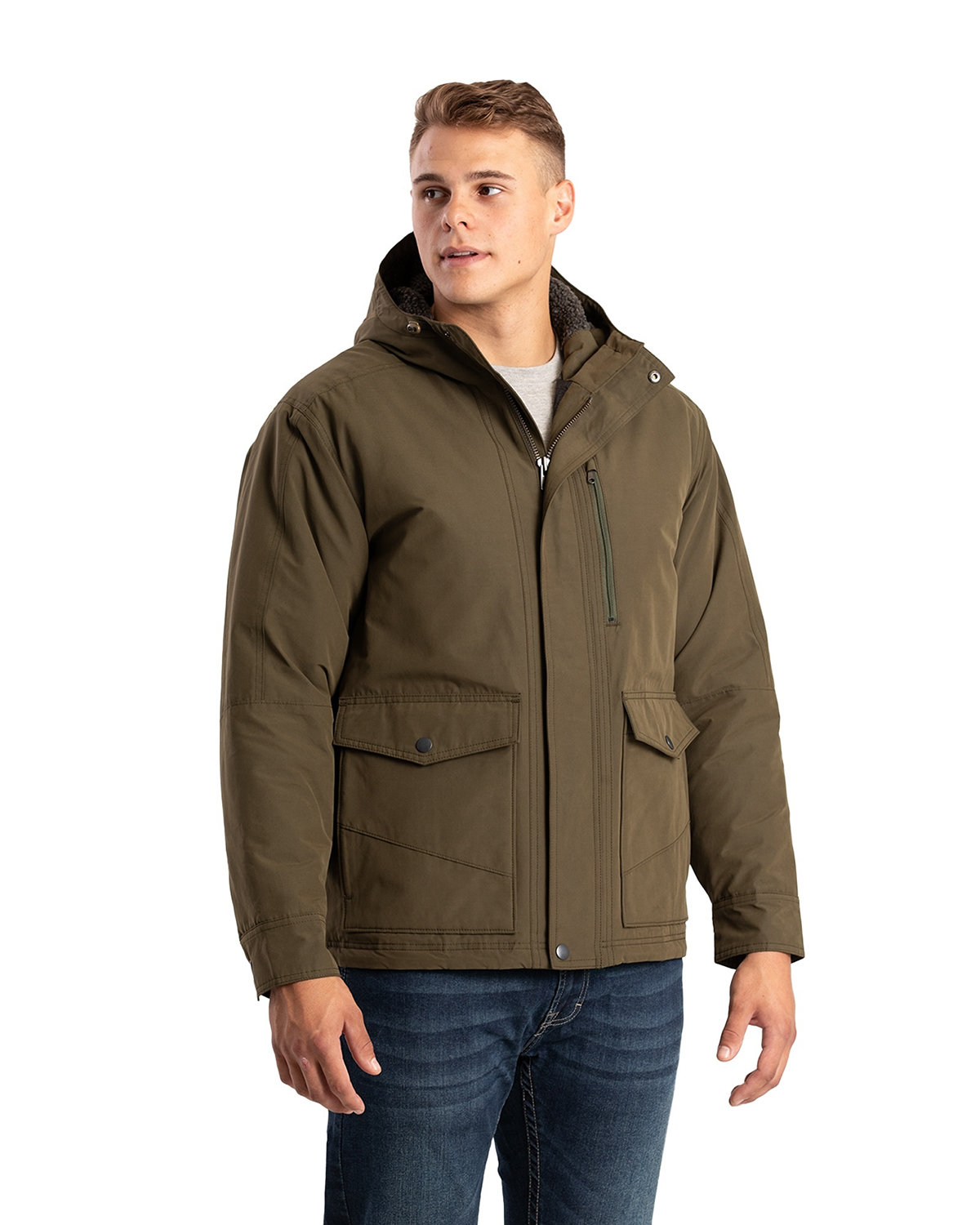 HJ67 Berne Mens Highland Quilt-Lined Micro-Duck Hooded Jacket