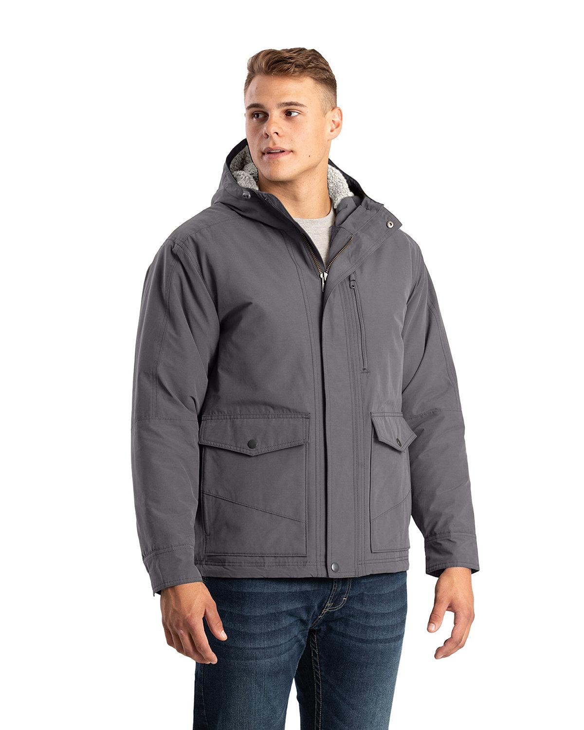 HJ67 Berne Mens Highland Quilt-Lined Micro-Duck Hooded Jacket