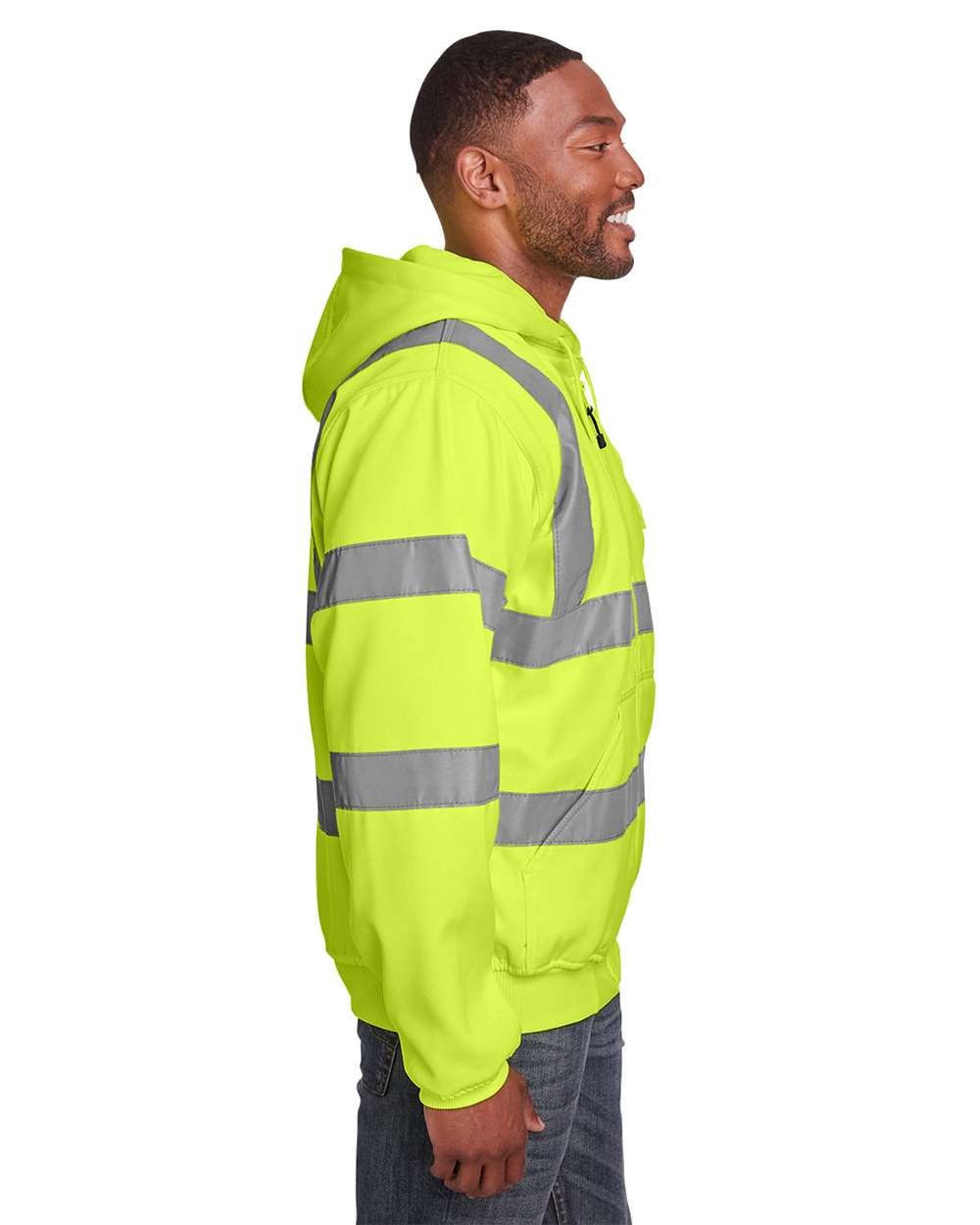 HVF021 Berne Mens Hi-Vis Class 3 Lined Full-Zip Hooded Sweatshirt - Siide Image