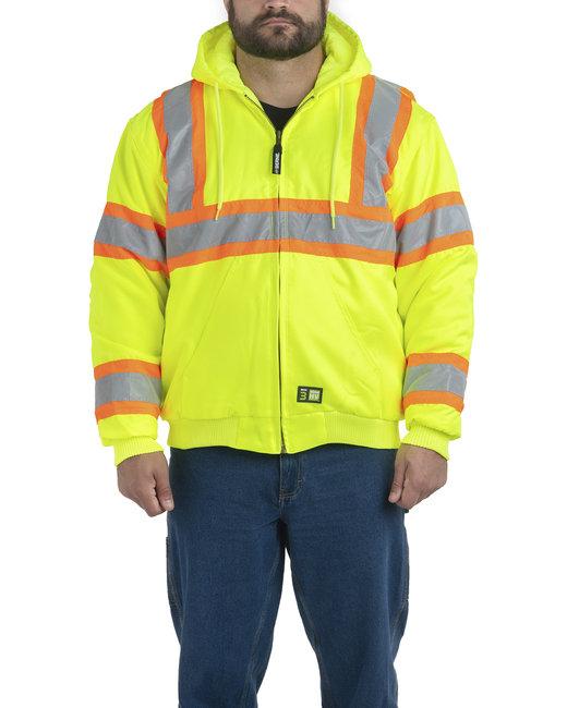 HVJ571 Berne Mens Hi-Vis Class 3 Hooded Active Jacket