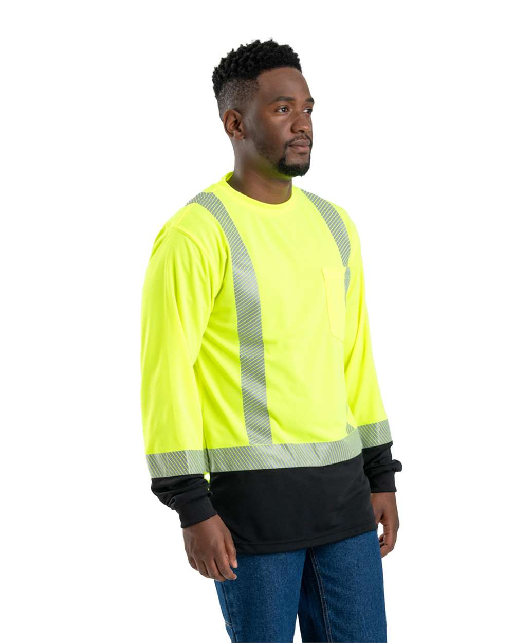 HVK018 Berne Mens Hi-Vis Class 3 Color Blocked Long-Sleeve T-Shirt - Siide Image