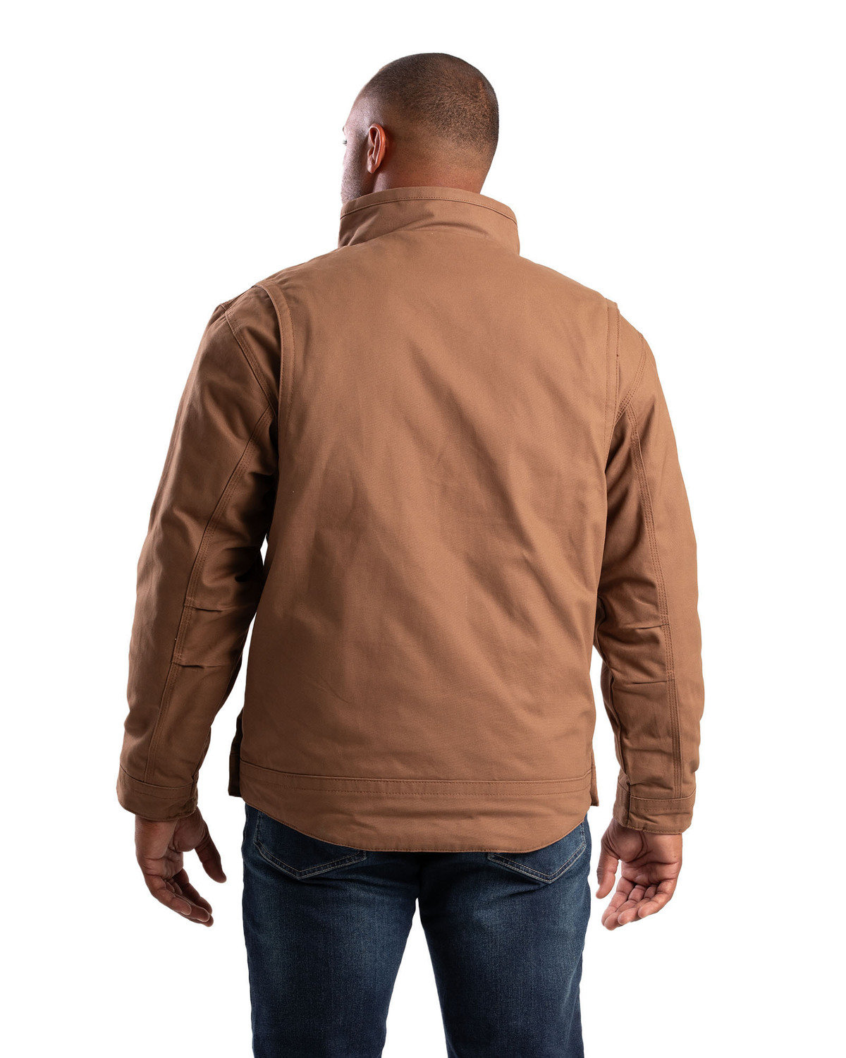 JL17 Berne Mens Flagstone Flannel-Lined Duck Jacket - Back Image