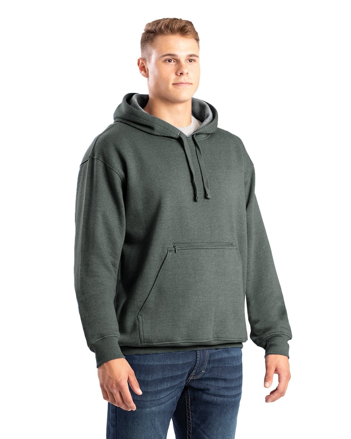 SP418 Berne Mens Heritage Zippered Pocket Hooded Pullover Sweatshirt Zoom Image